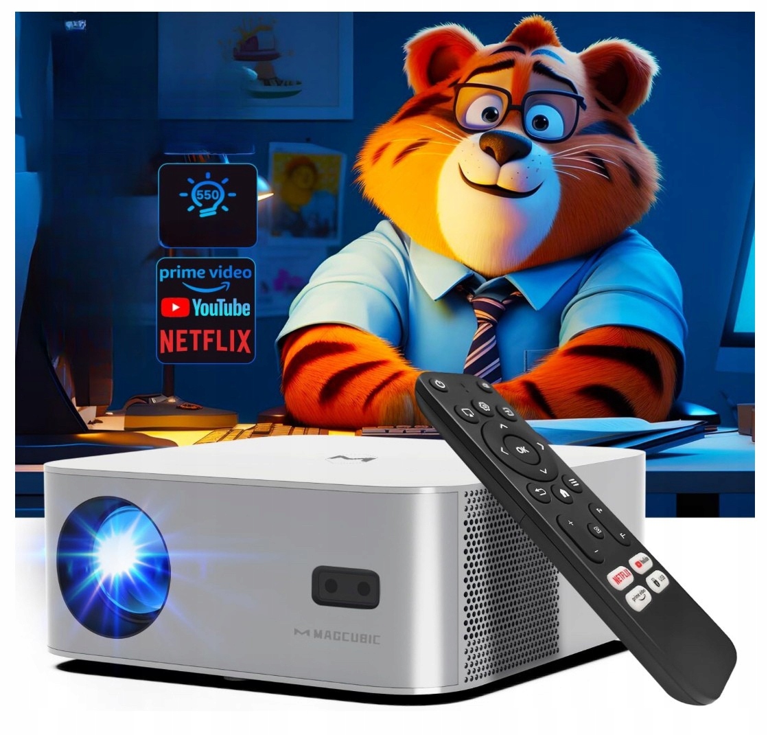 Projektor Smart Tv 1080P WiFi6 BT5.2 550ANSI 4K Podpora AutoFocus Netflix