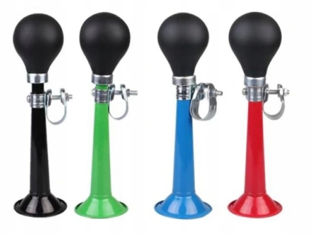 GŁOŚNA STALOWA TRĄBKA ROWEROWA KLAKSON DZWONEK kol