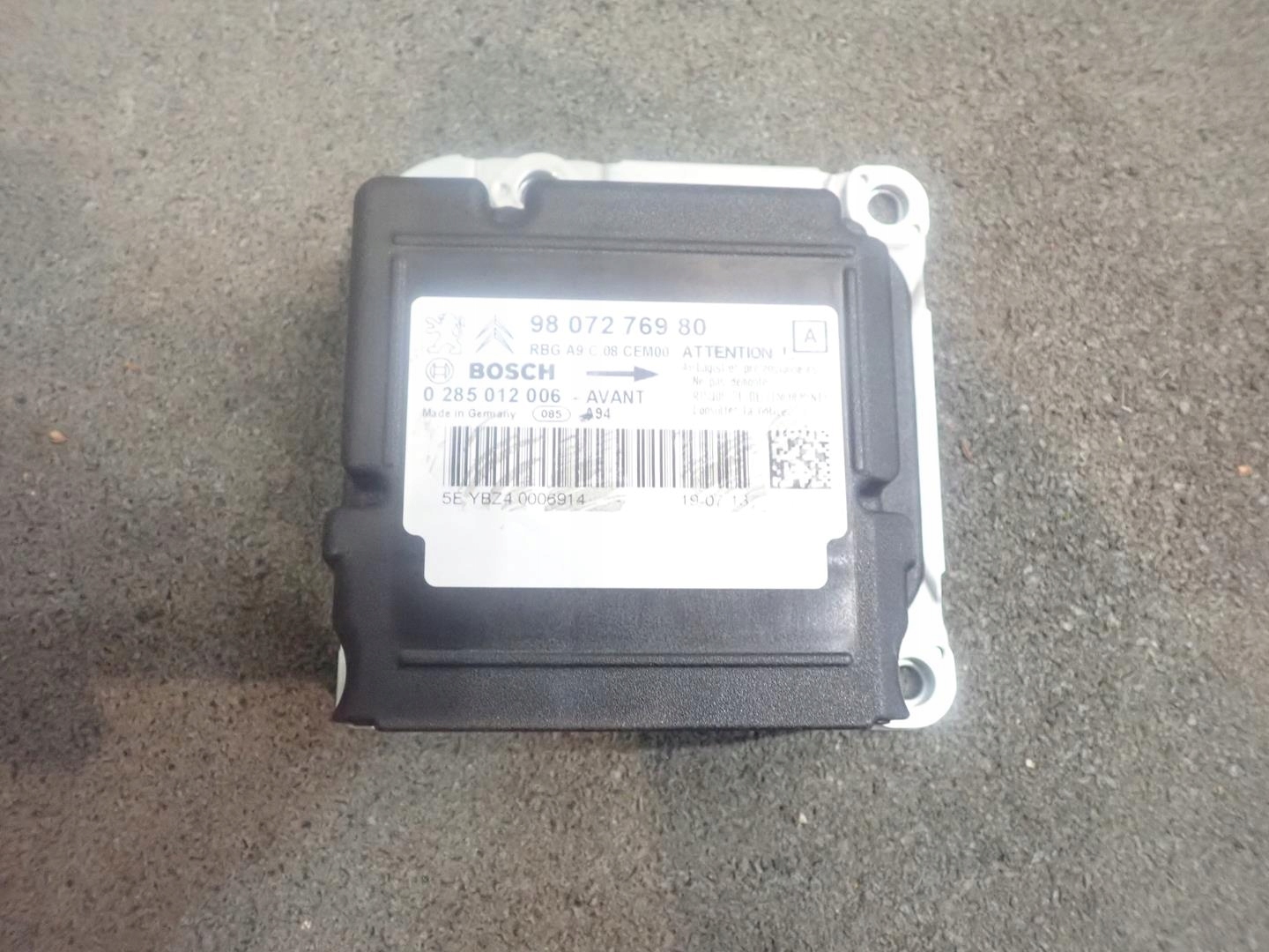 Sensor module airbag PEUGEOT 2008 2013- 9807276980