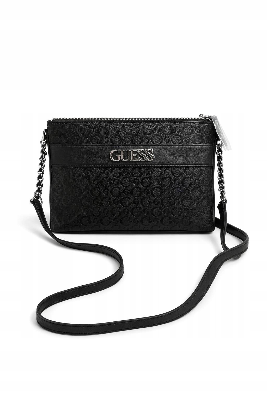 Guess Černá Klasická Dámská Kabelka S Logem Na Řetízku 18X3X25,5 Gga