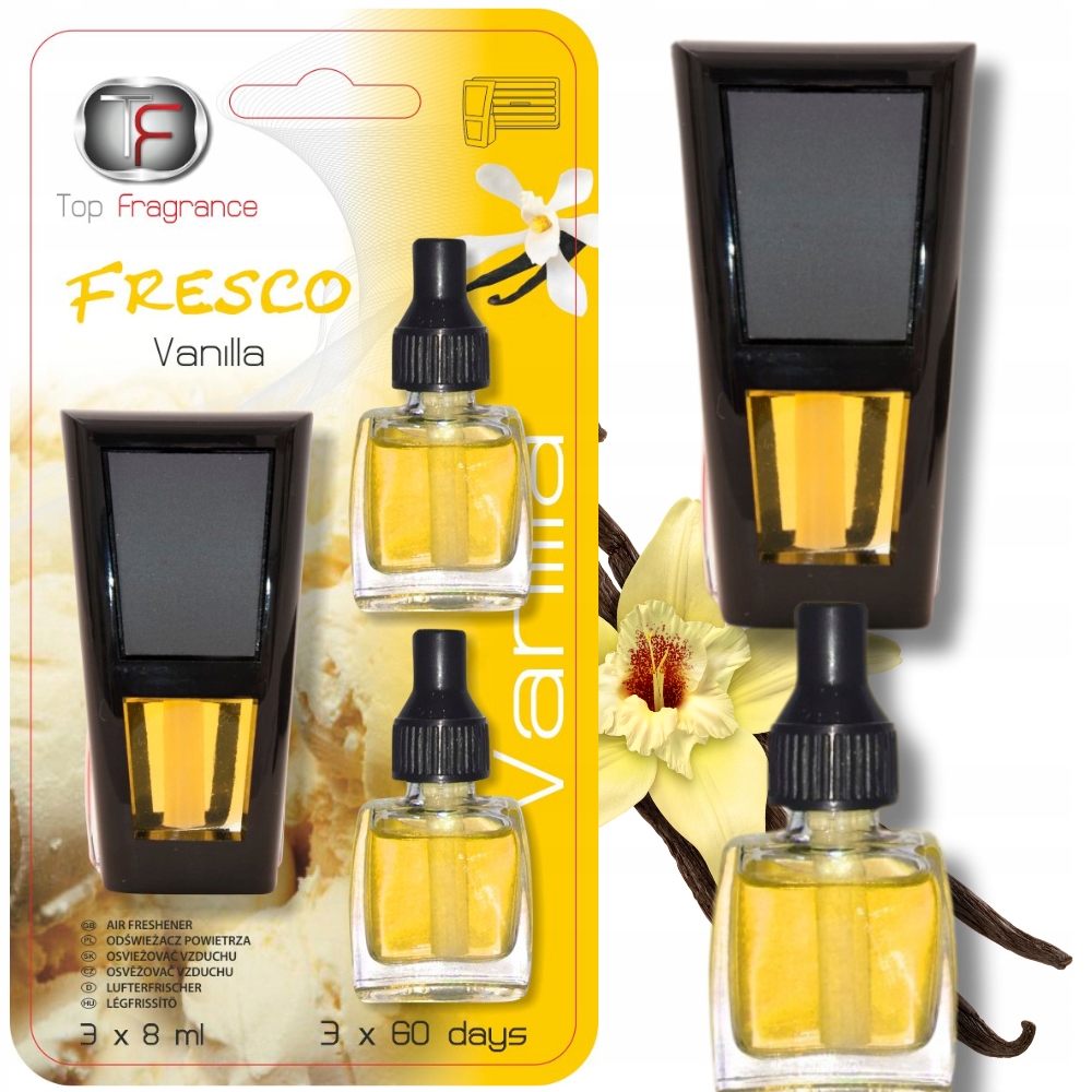 Zapach do samochodu kratki nawiewu Długotrwały 180dni Fresco 3w1 Vanilla