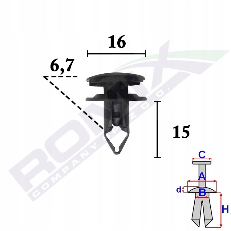 

Kołek rozporowy tapicerski 6,7mm Honda x10szt
