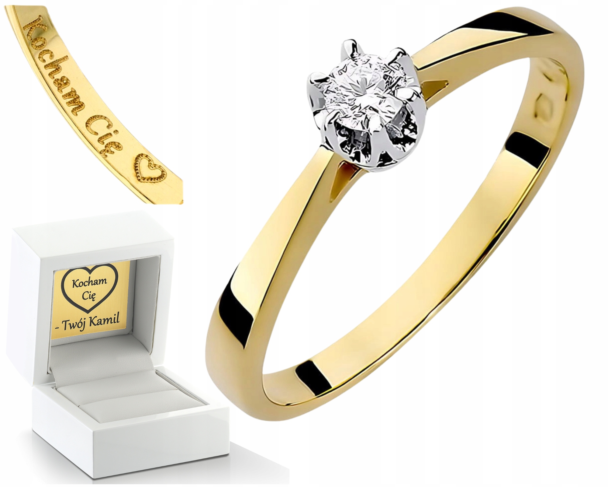 Zlatý Prstýnek S Laboratorním Diamantem Klasika 585 Gravírování