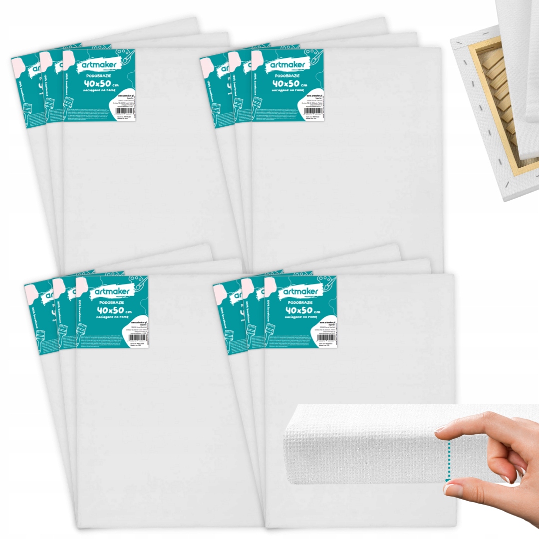 Malířské Plátno Na malování Blejtram Malířské Plátno Bavlněné 40x50 12 Ks