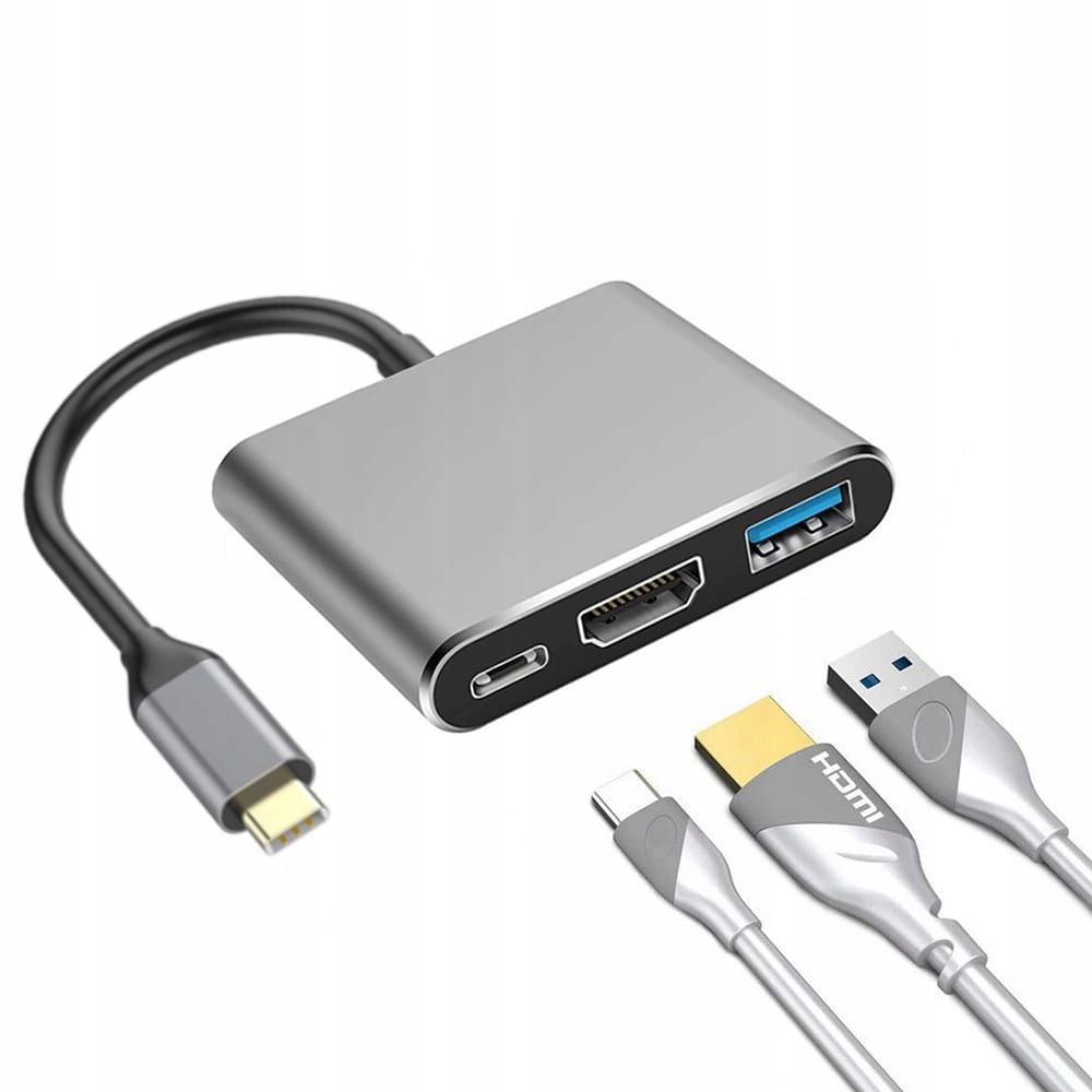 PRZEJŚCIÓWKA ADAPTER 3w1 HUB HDMI USB-C 4K MacBook