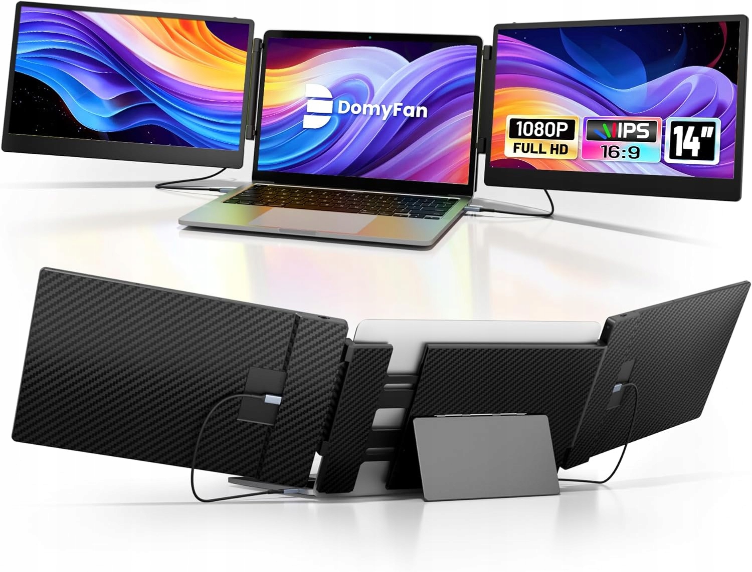 domyfan S3 Przenośny monitor 14" do laptopa potrójny ekran 1080P 2024 nowy