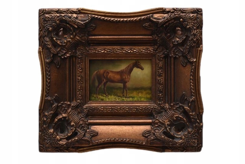 Piękny Koń Arabski - Konik - Obraz Olejny - Zdobiona Rama