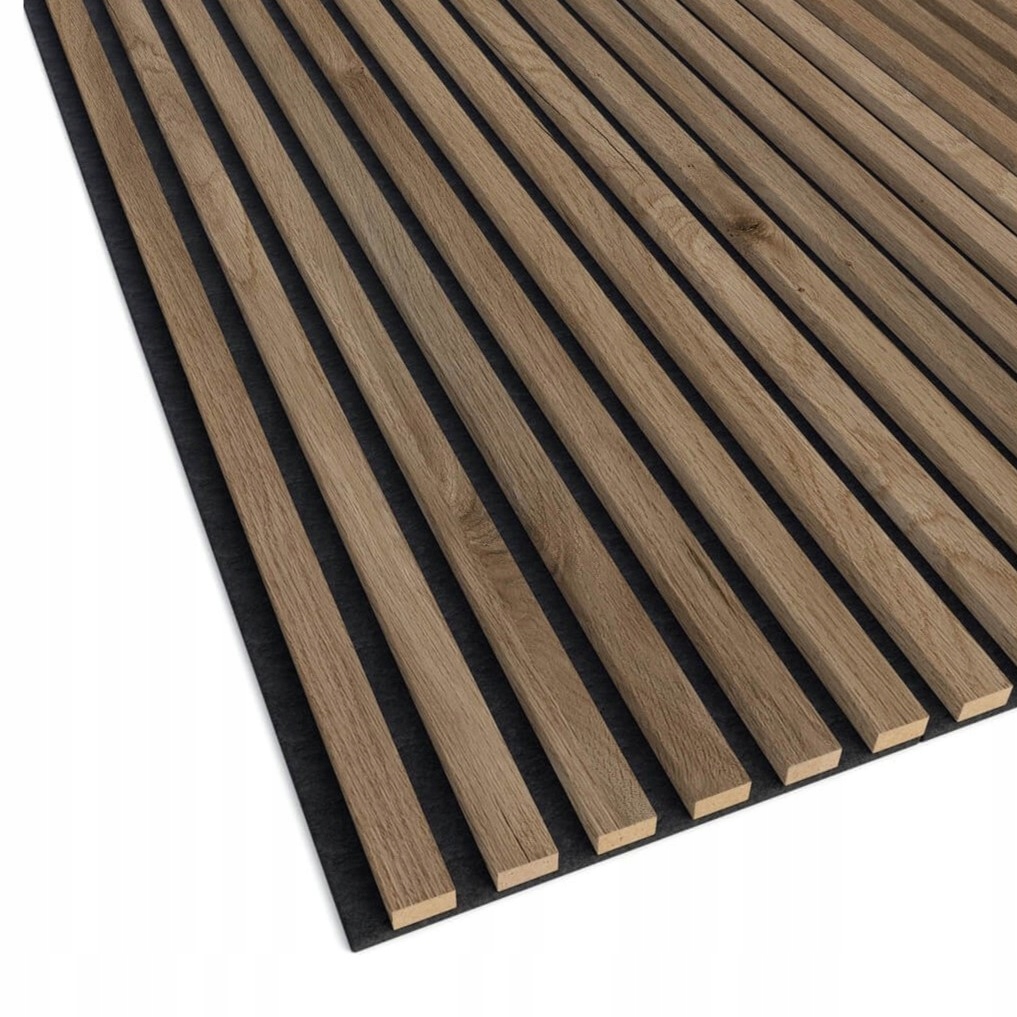 Lamel ciemny dąb na czarnym filcu - panel ścienny dekoracyjny Grubość 24 mm