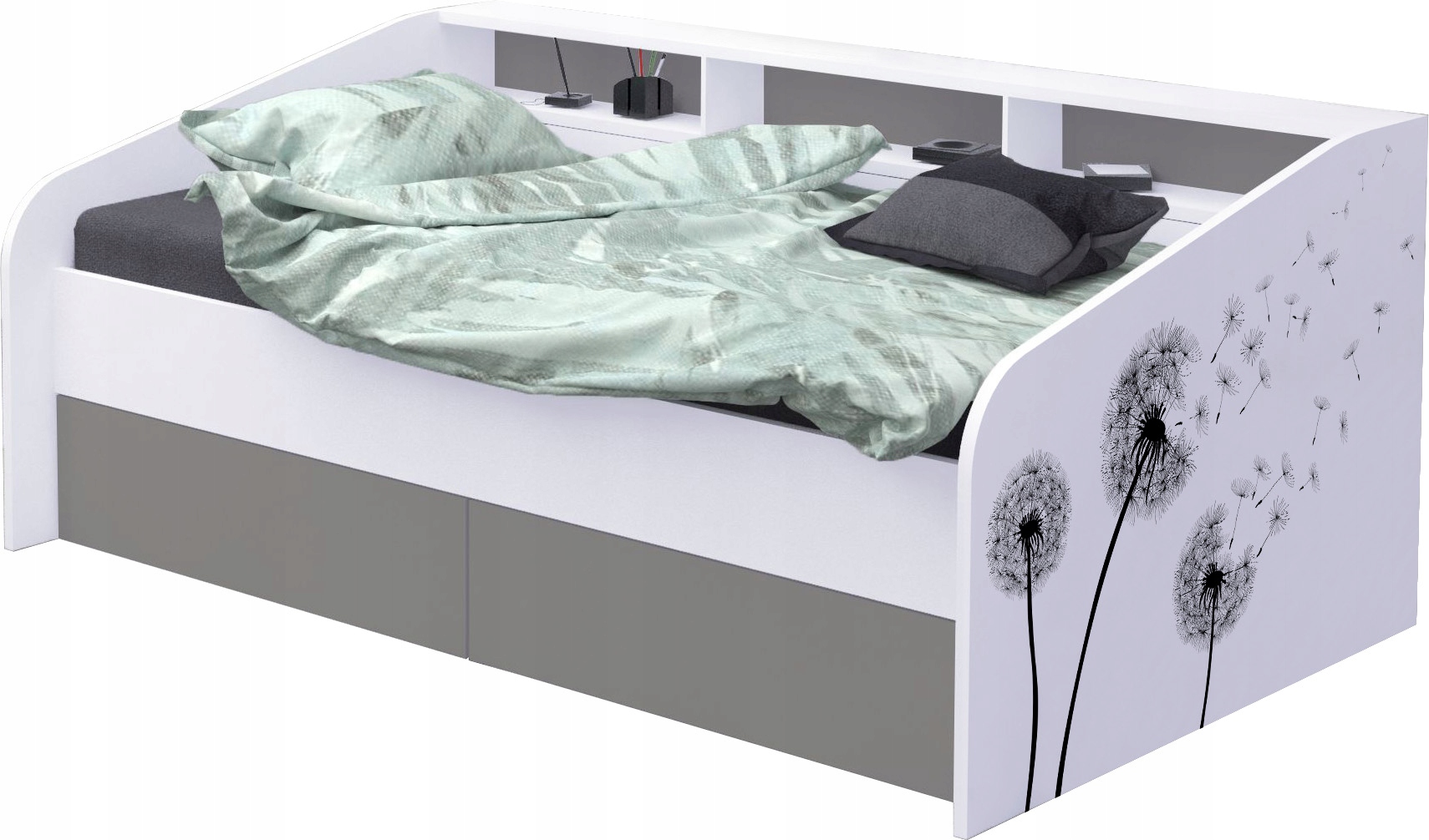 КРОВАТЬ ВИНТАЖ 200/90 ТЕМНО-СЕРЫЙ + МАТРАС