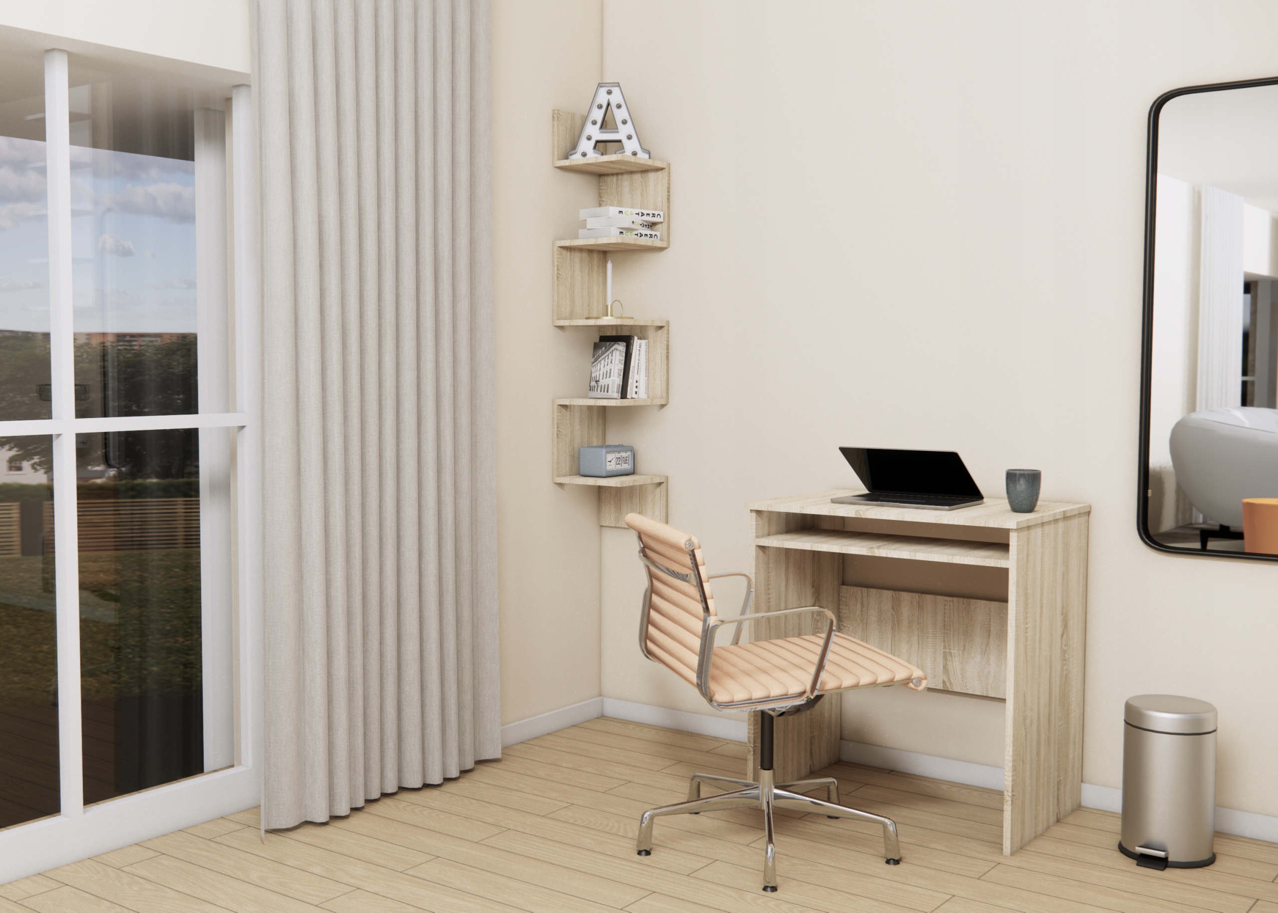 PÓŁKA NAROŻNA ŚCIENNA SONOMA WISZĄCA Wysokość mebla 125 cm