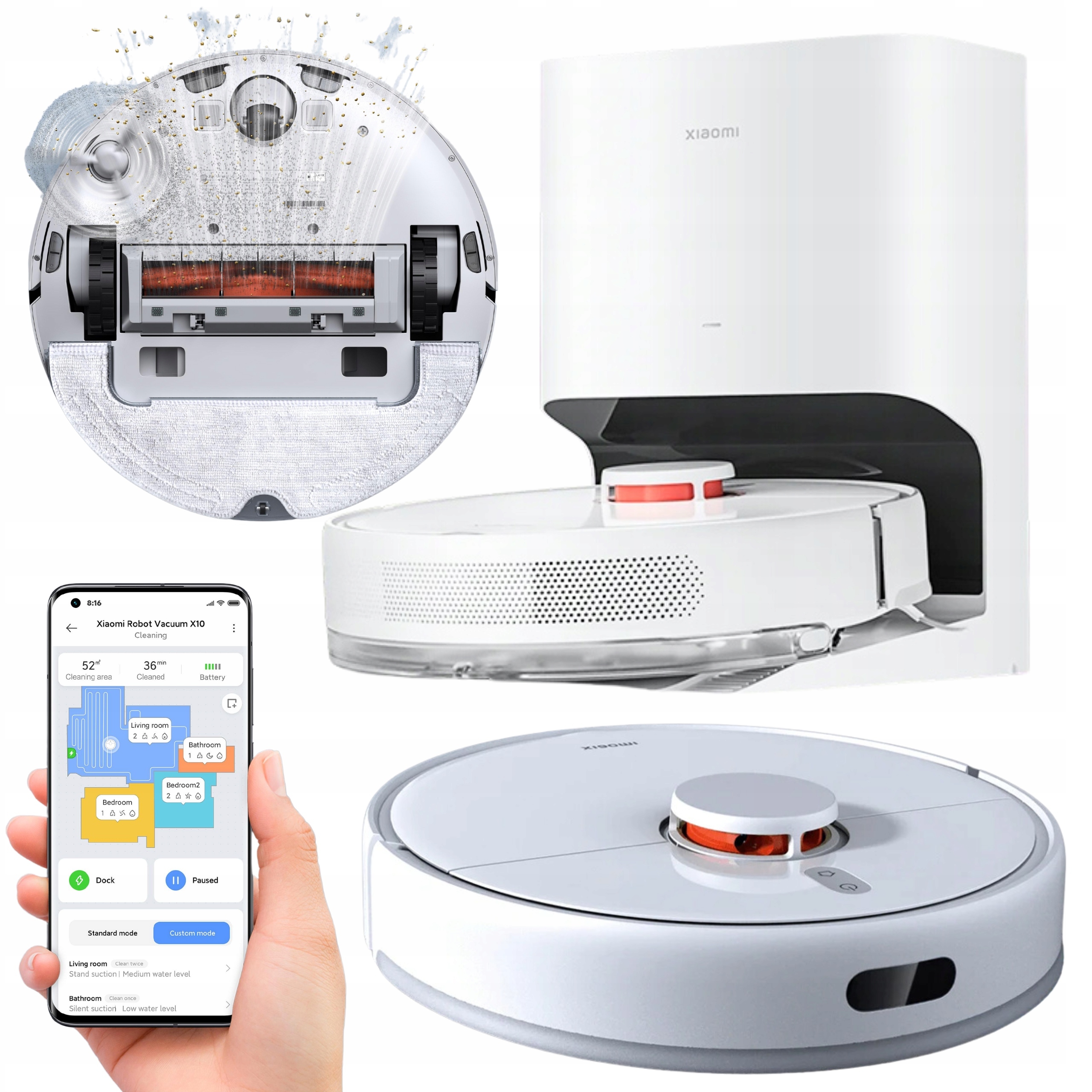 Robot Odkurzająco-myjący Xiaomi X10 Biały Stacja Samoopróżniająca