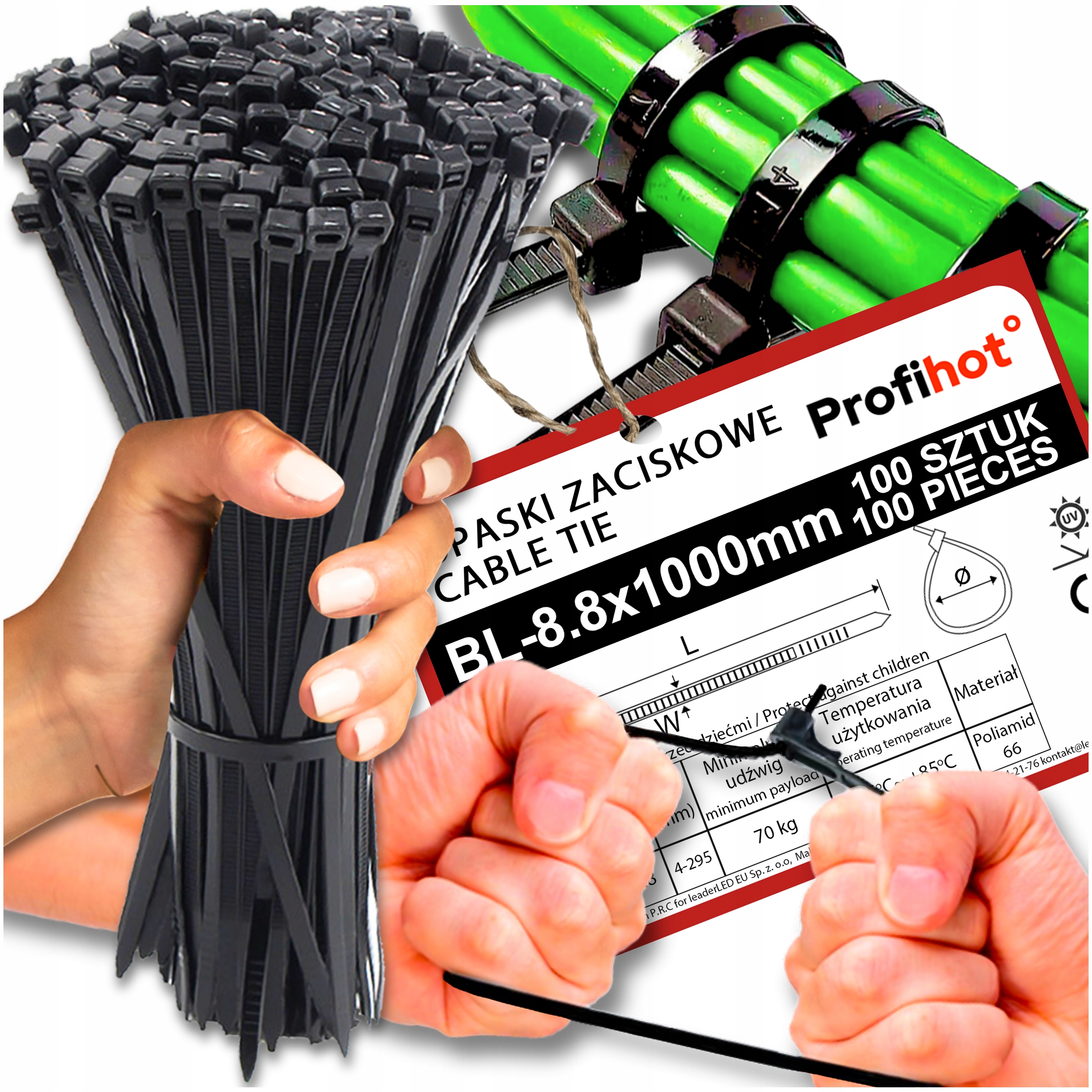 Upínací Pásky Stahovací Pásky Odolné Silné Uv 8,8x1000 100ks