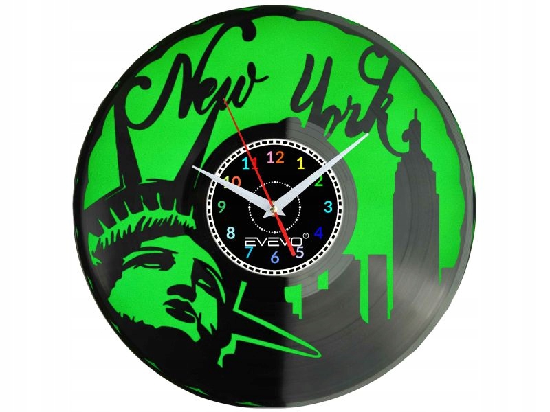 New York Usa Nyc Nástěnné Hodiny Fluorescenční Pozadí Vinylová Deska Dárek