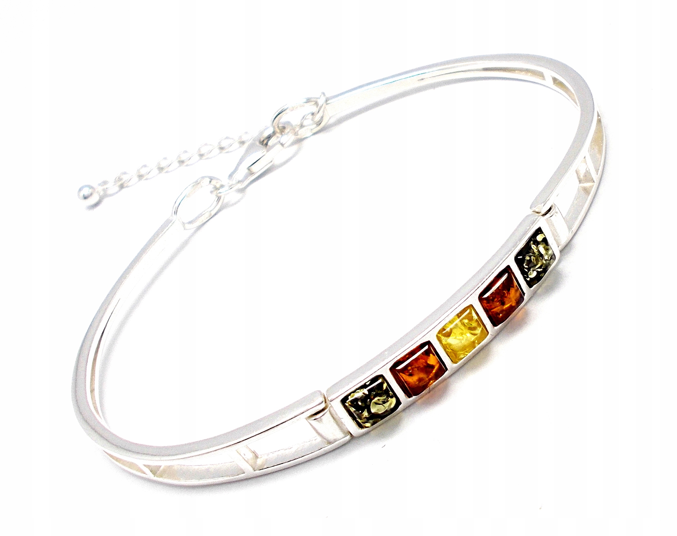 BRANSOLETKA SREBRNA Z BURSZTYNEM