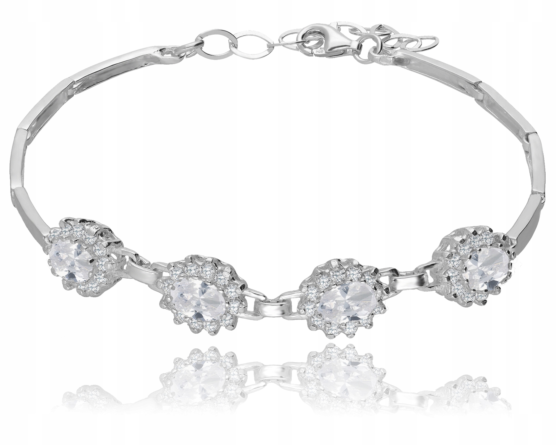 Dámský stříbrný náramek markýza s bílými Zirkony Svatba