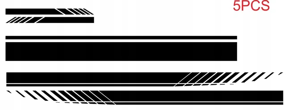 5ks Samolepky Tuningové Pásy Na Bok Auta, Masky, Univerzální Zrcátka Tuning