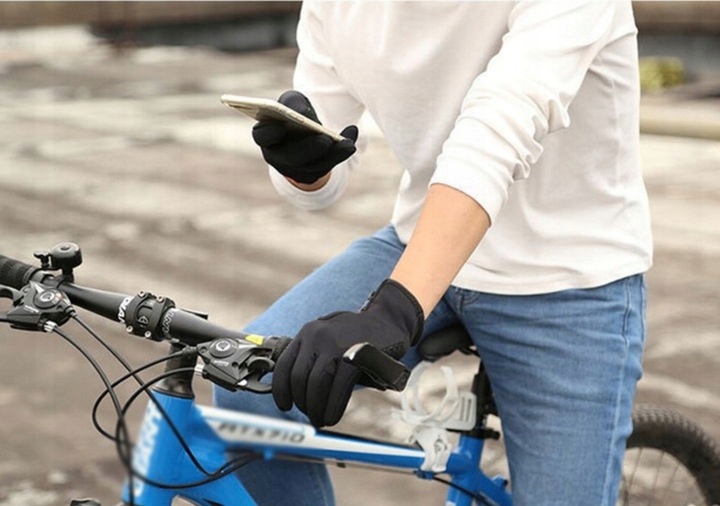 DOTYKOWE RĘKAWICZKI SPORTOWE WODOODPORNE RĘKAWICE ROWEROWE ZIMOWE + GRATIS Rozmiar XXL