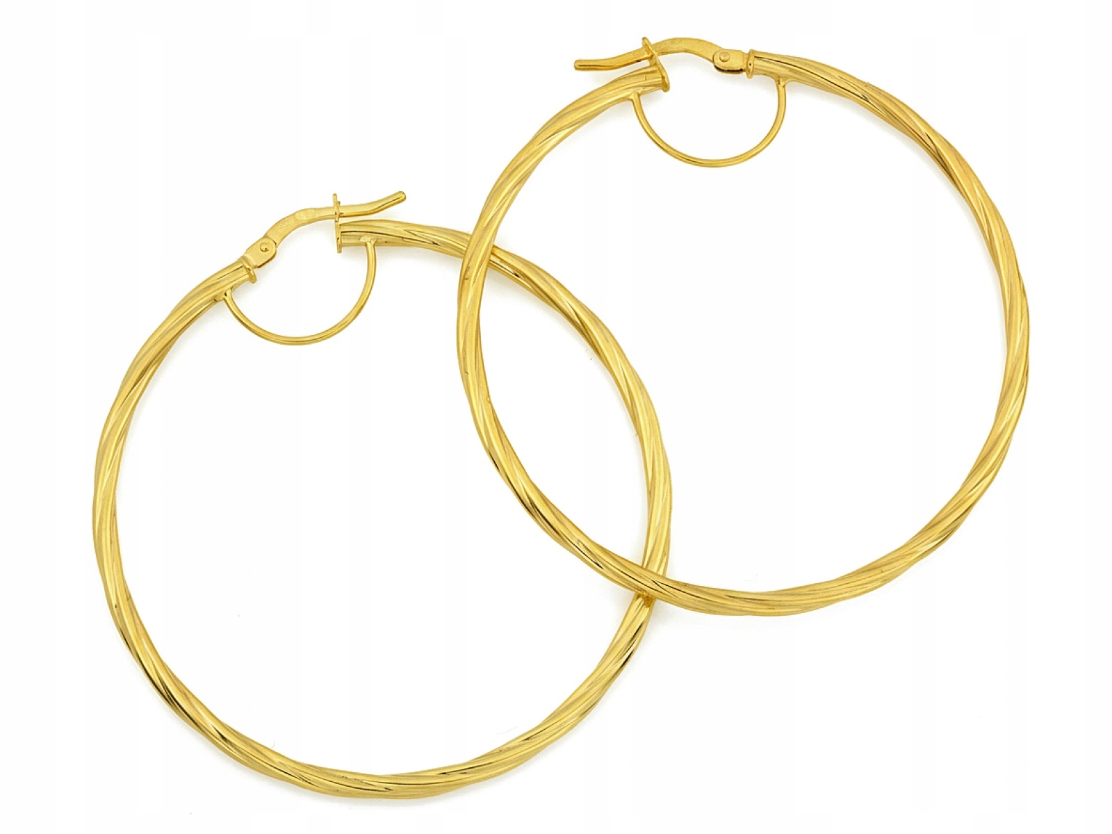 Zlaté Náušnice Pro Ženu 585 velké, srolované 46 mm, módní pro den žen