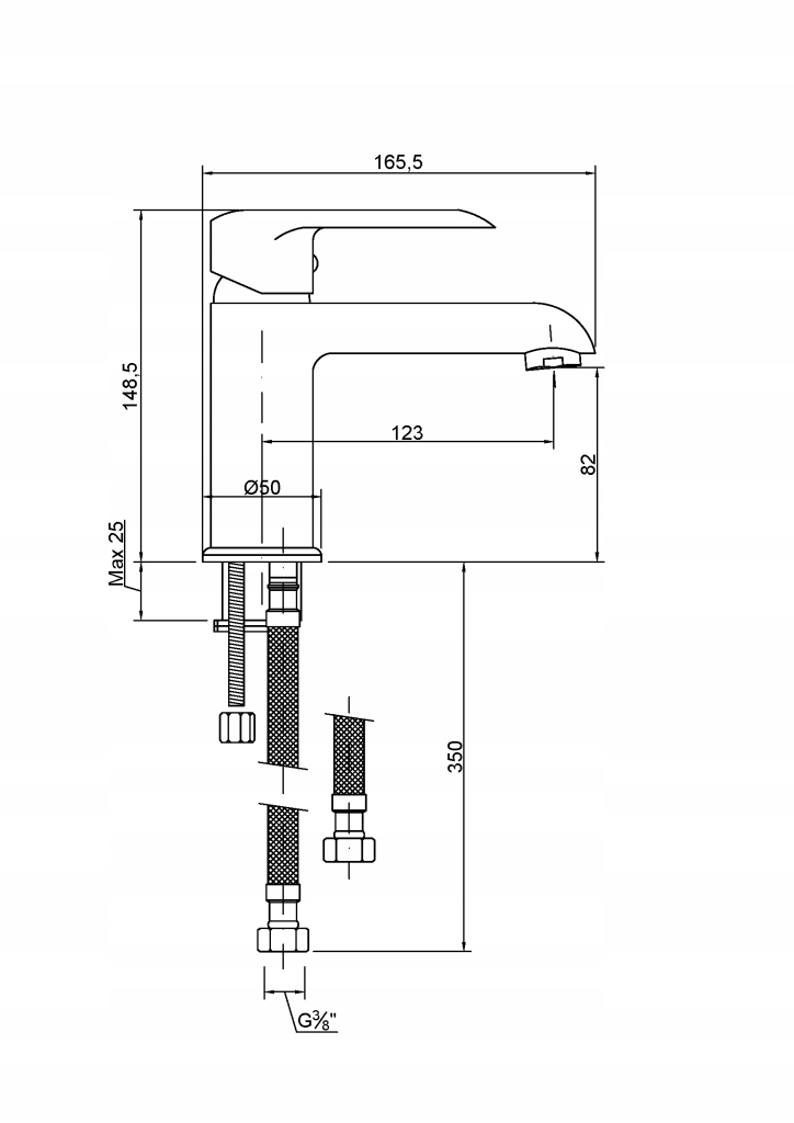 BATERIA UMYWALKOWE CZARNA SIROS INVENA Z KORKIEM Linia Siros