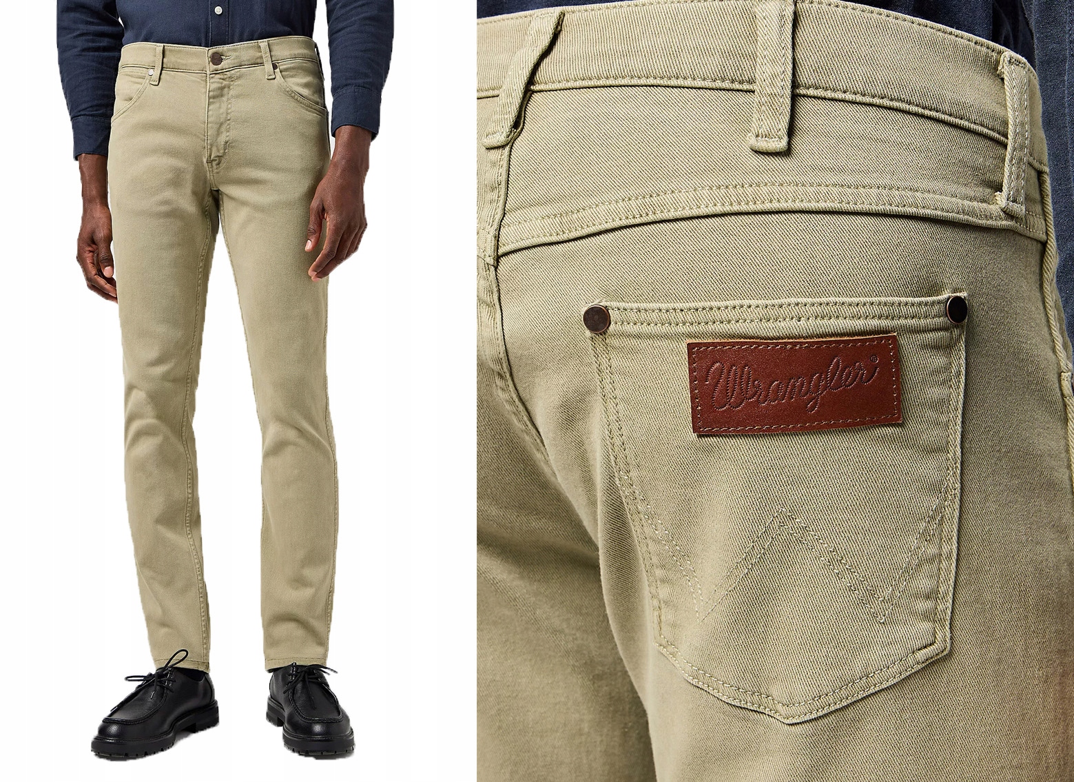 Wrangler Greensboro pánské jednoduché džínové kalhoty Dark Tea khaki W36 L32
