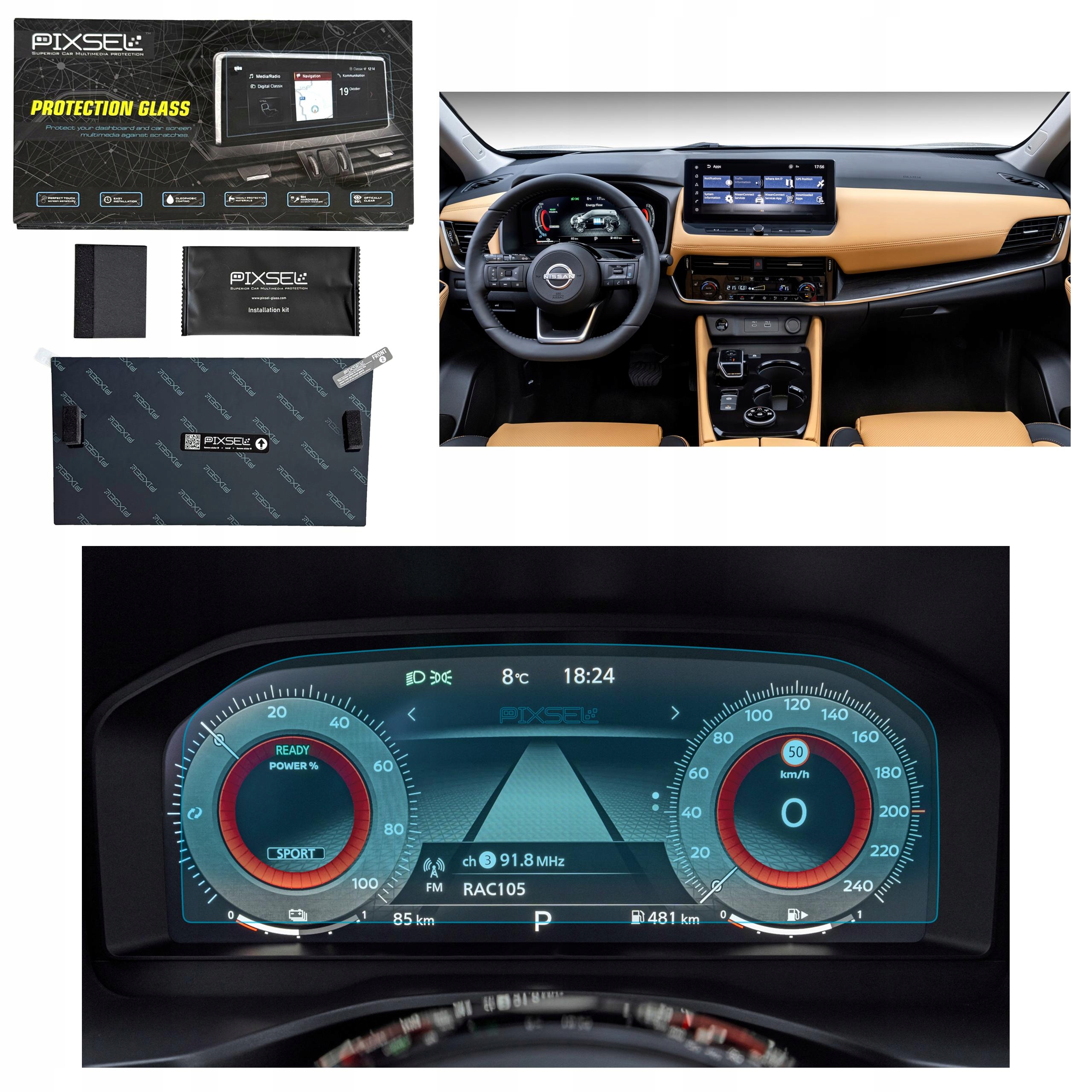 Antyodciskowe Matowe Szkło Ochronne Nissan X-TRAIL-12.1“ 2022-