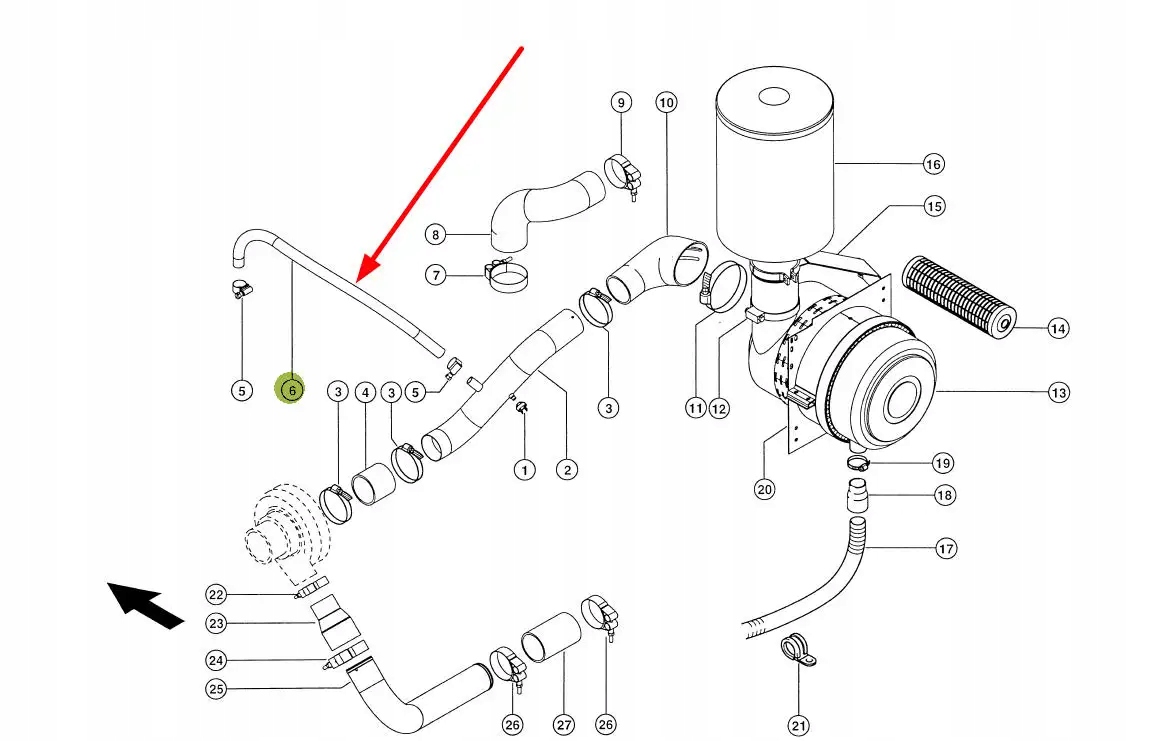 796677.0 Przewód gumowy powietrza silnika Producent części Claas