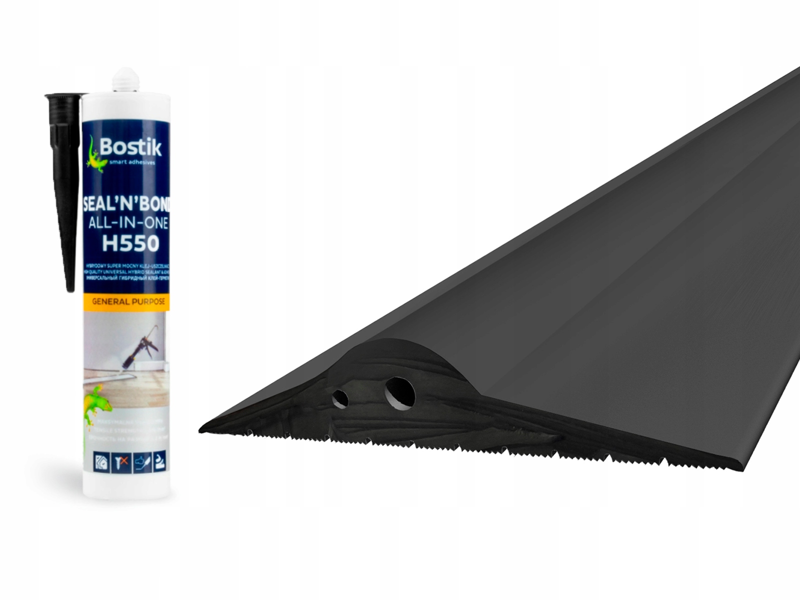 Garážové Těsnění 21x115 prahové, gumové těsnění garážových vrat 2,5 m Lepidlo