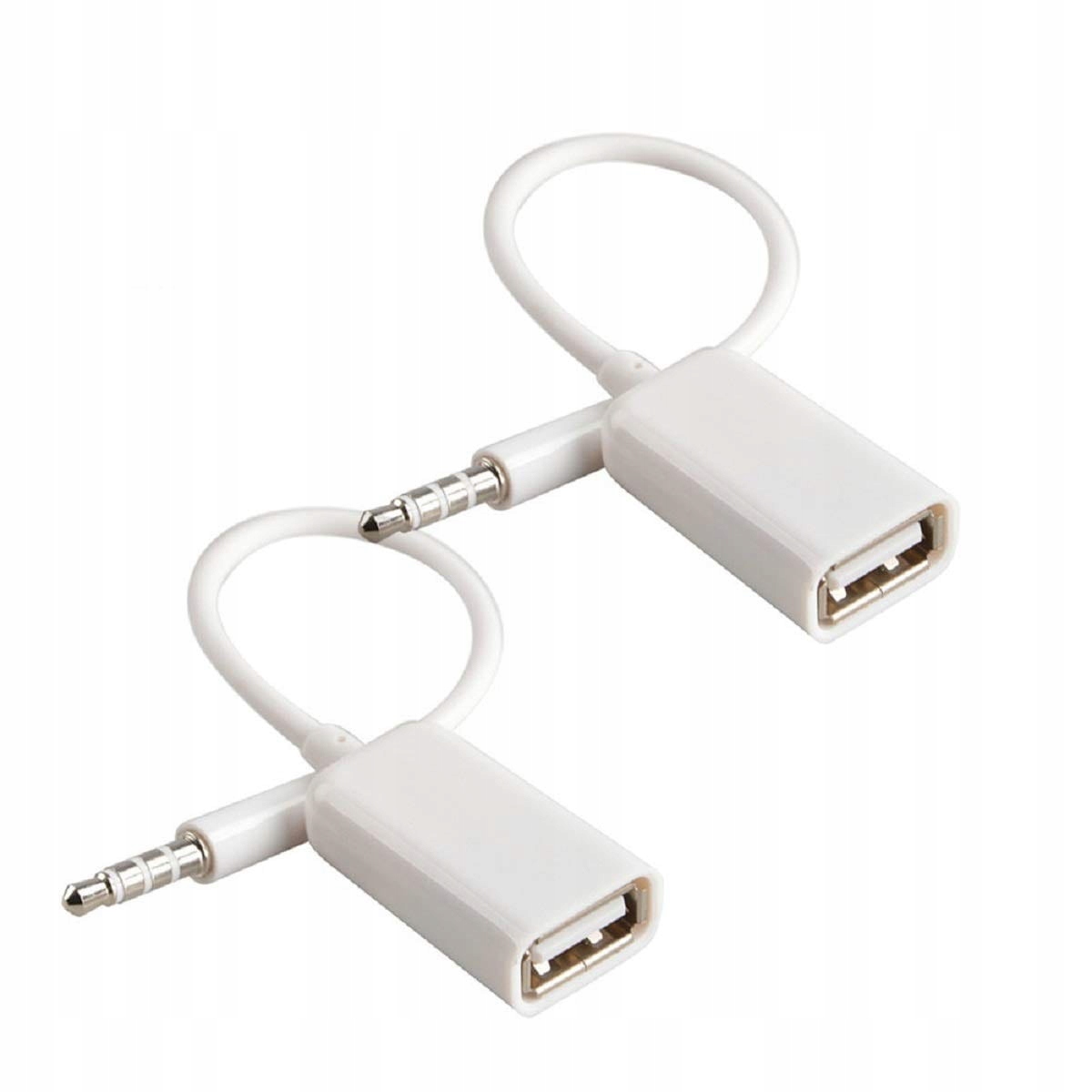 Kabel Adapter mini Jack 3,5mm Aux Na Usb Oxsubor Biały (2szt)