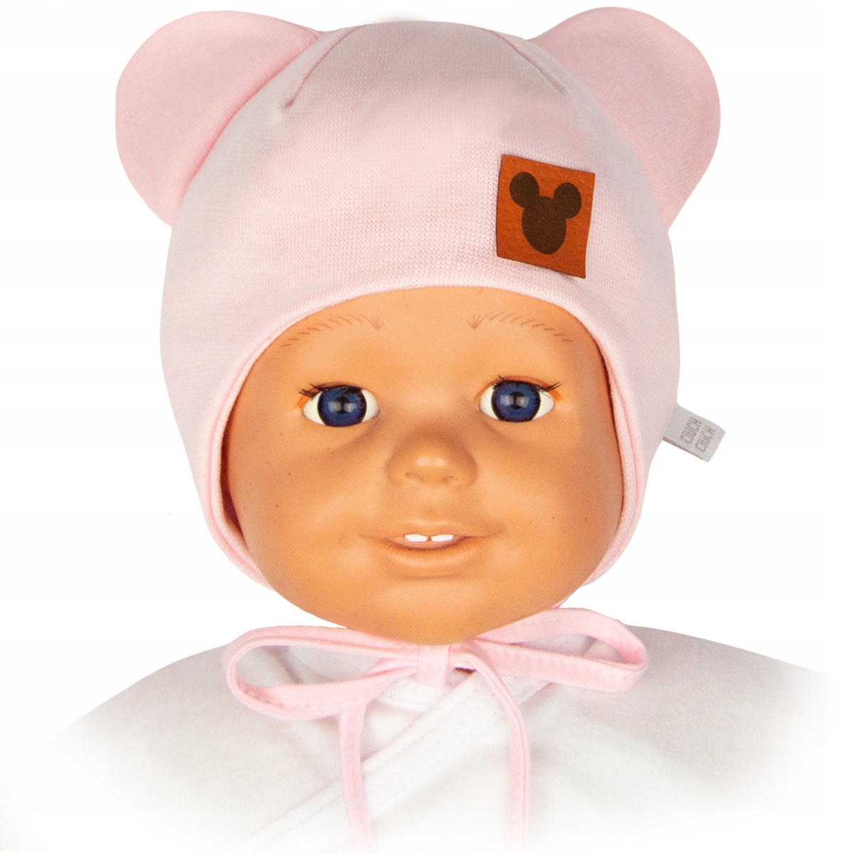 

Czapka niemowlęca wiązana Myszka jasny róż 48