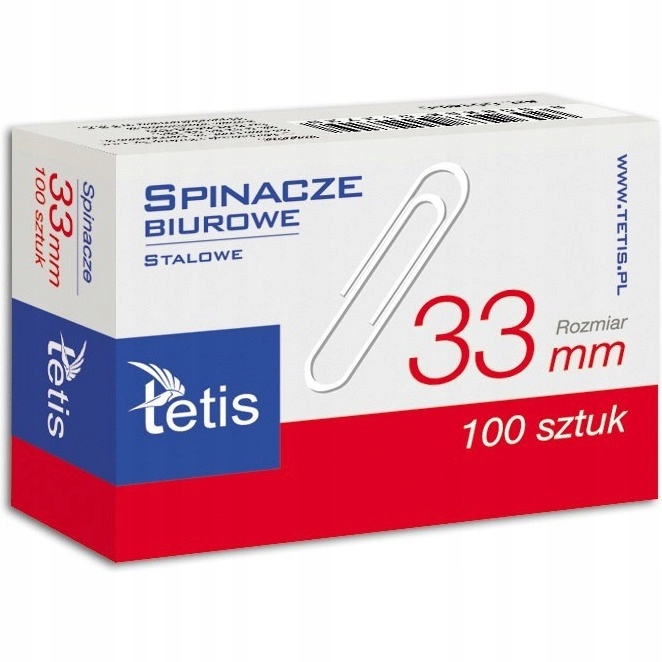 

Spinacze biurowe 33mm (100szt.) Office Tetis