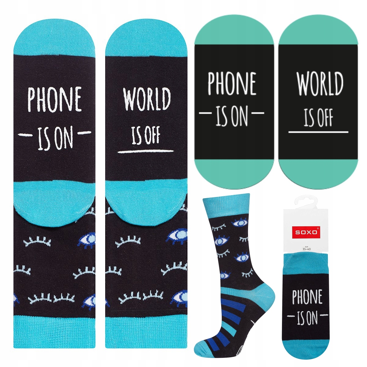 

Skarpetki damskie śmieszne napisy Soxo na Prezent