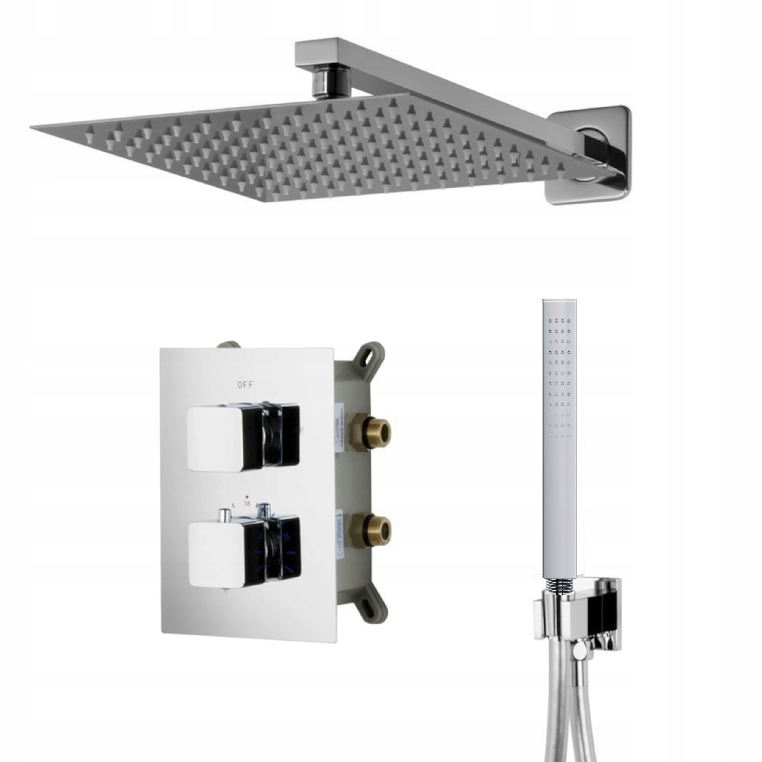 Sprchový Set Podomítková Baterie Termostat Dešťová Sprcha 25 CM Chrom