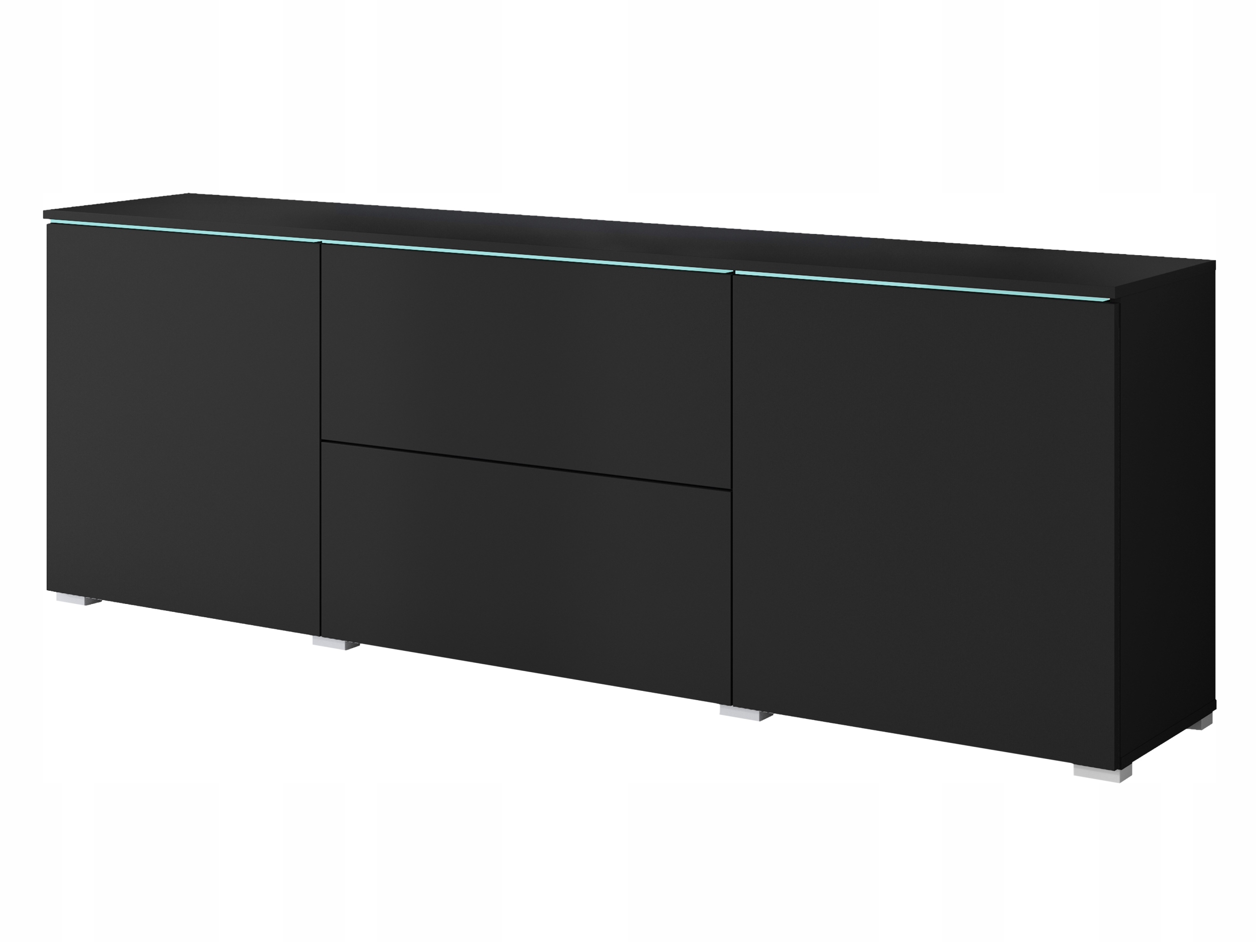 Vysoký Tv stolek/skříňka Rtv 180 cm s šuplíky a policemi, černý mat