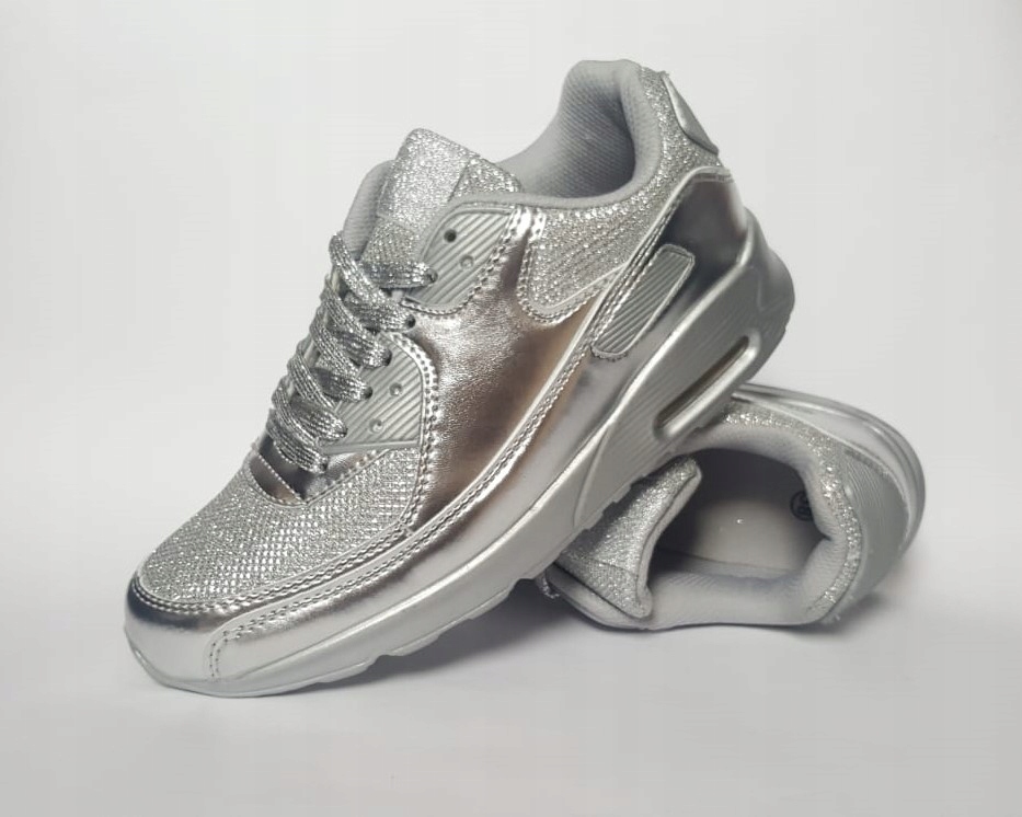 TENISÓWKI /TRAMPKI SPORTOWE DAMSKIE SREBRNE r. 40