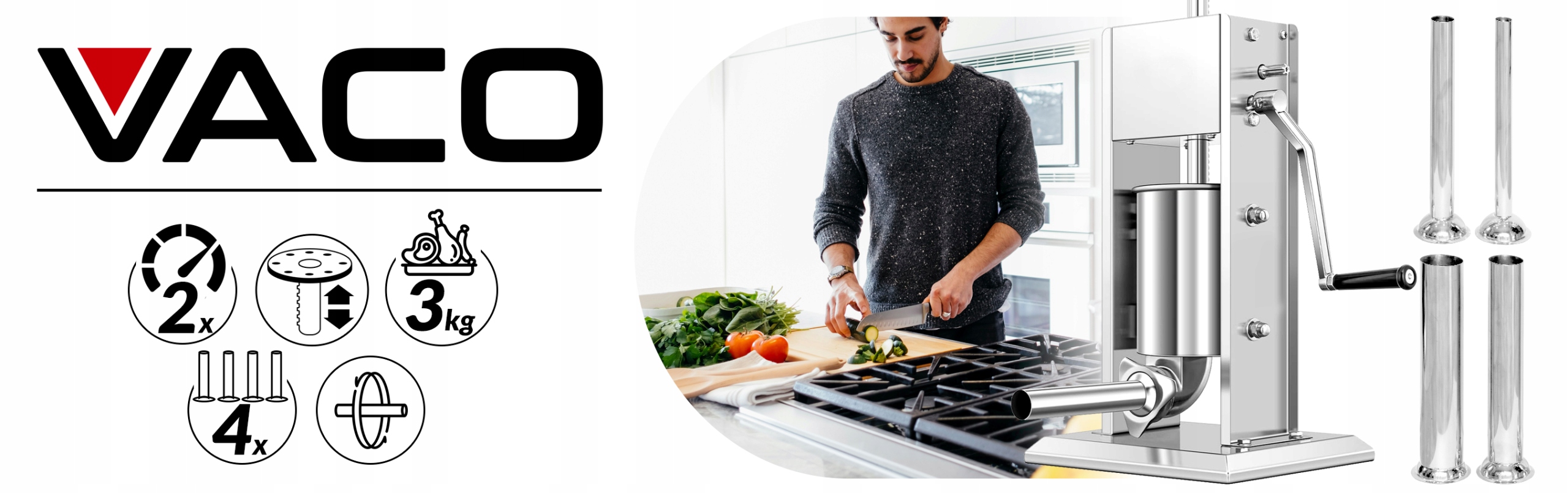 NADZIEWARKA DO KIEŁBAS WĘDLIN 3L szpryca lewarek NAPEŁNIACZ DO FARSZU Vaco Stan opakowania oryginalne