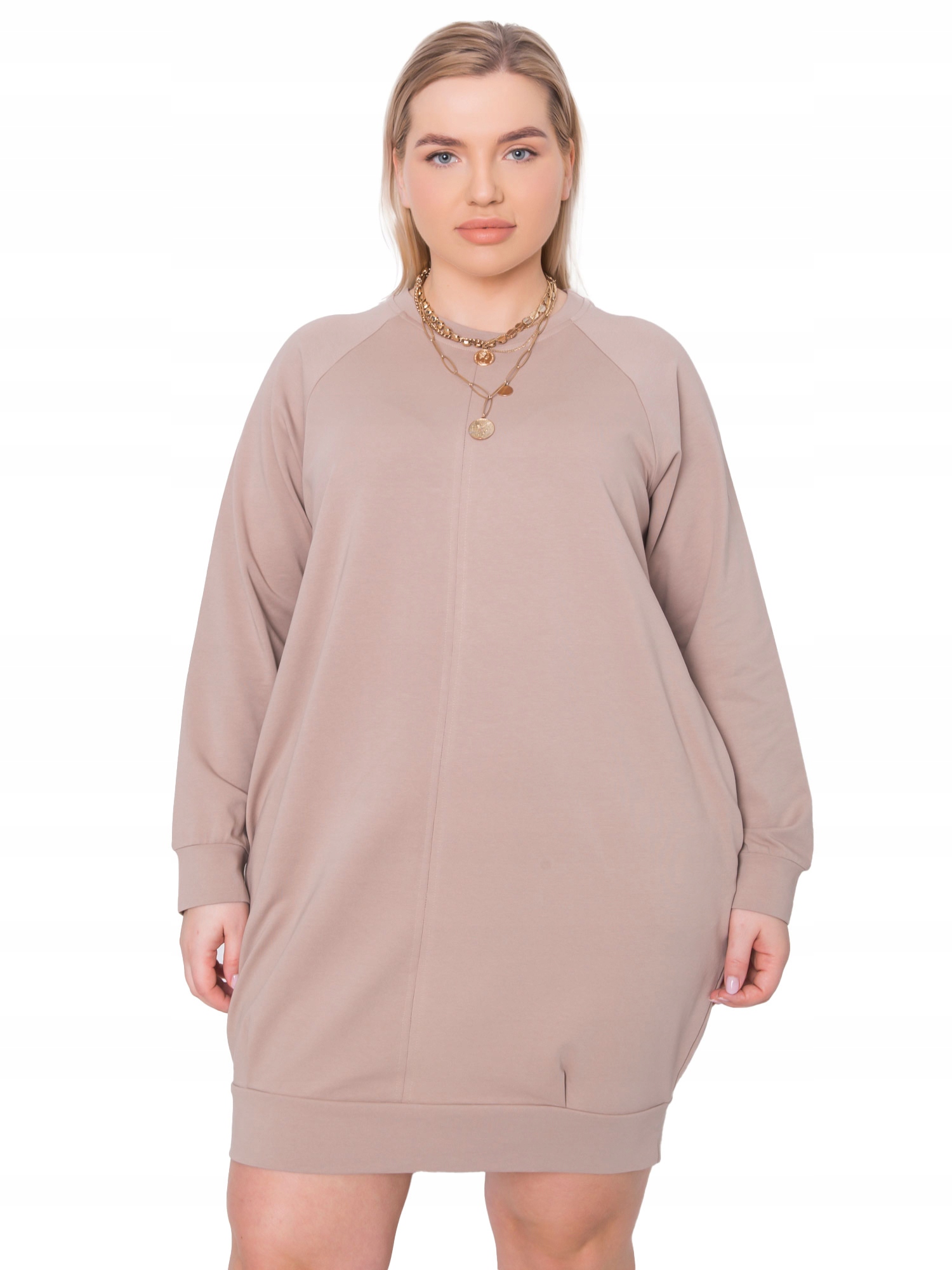 

Gładka Sukienka Damska kieszeniami Plus Size - XL