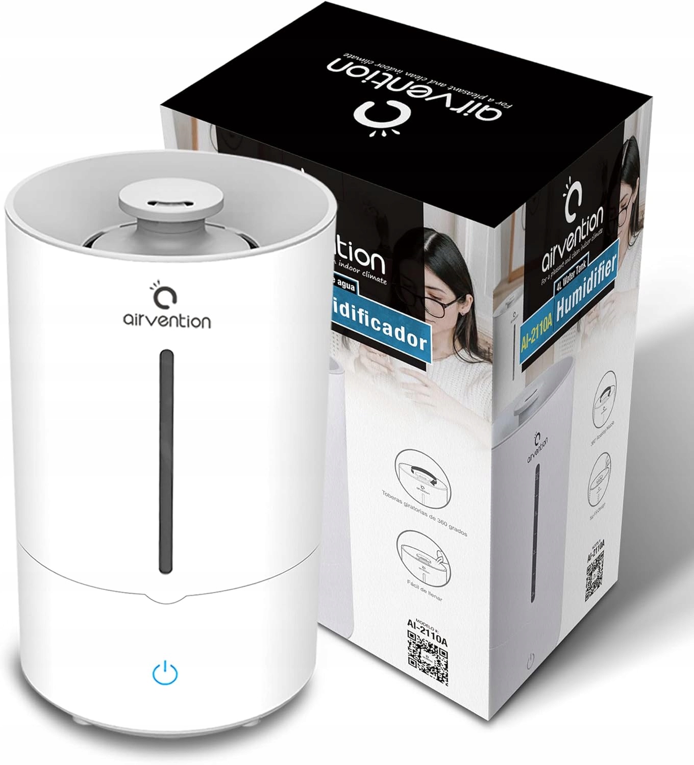 Ultradzwiękowy Nawilżacz Powietrza 4l 10-35m2 cichy 30dB 3 tryby