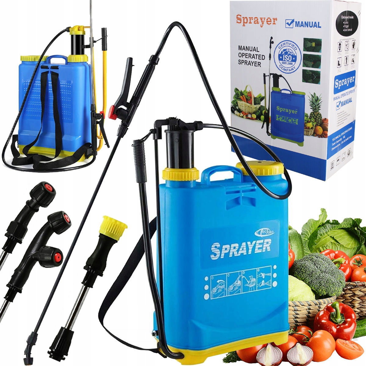 Opryskiwacz Ciśnieniowy Spryskiwacz 16L Lanca Ręczny Plecakowy Ogrodowy