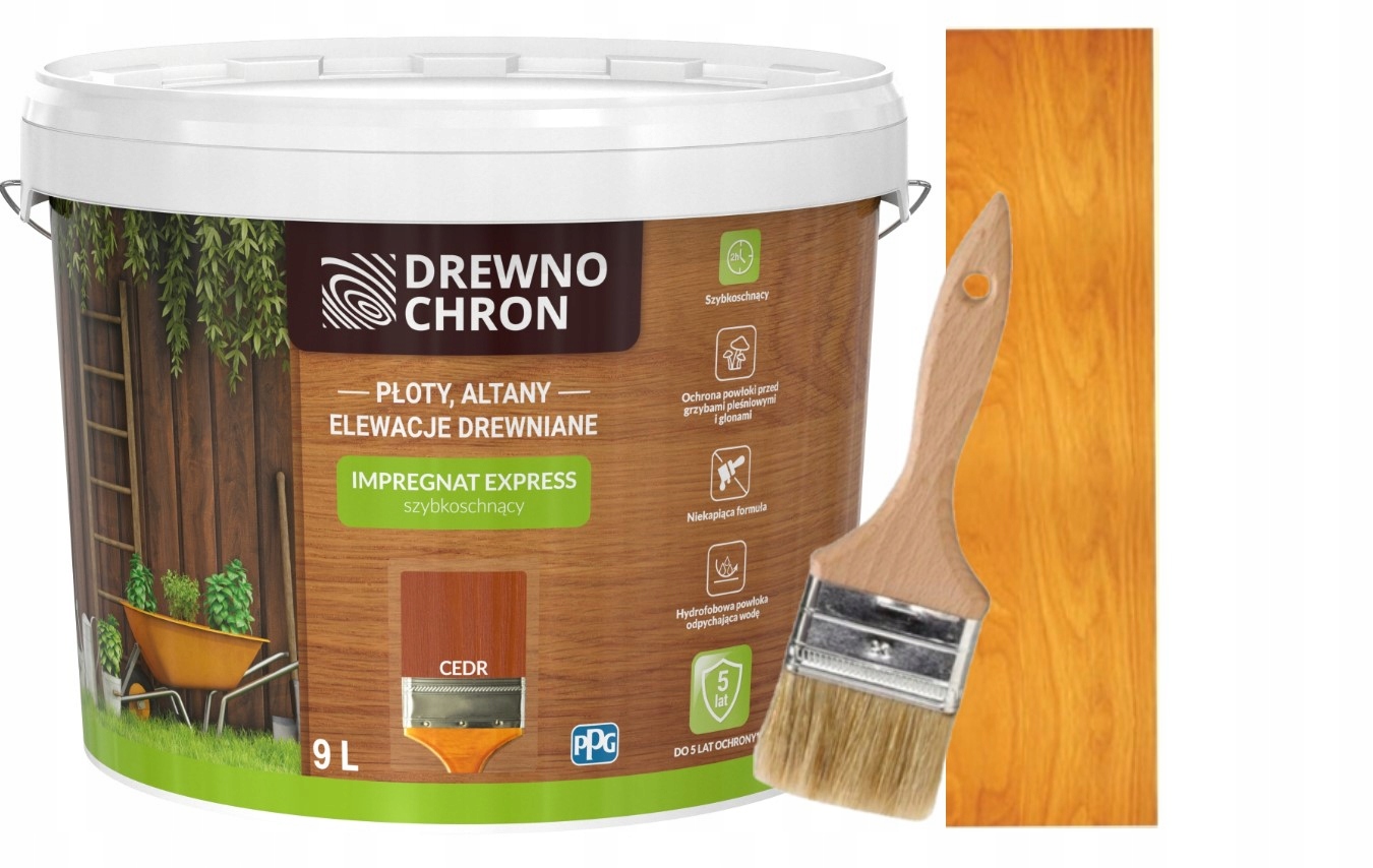 

Drewnochron Impregnat Express 9L Cedr Pędzel