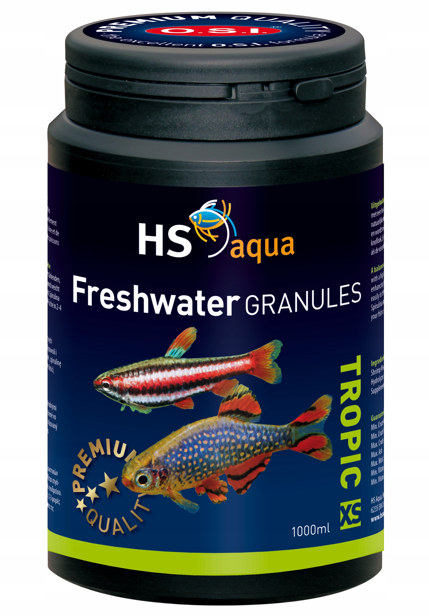 Levně Osi Hs Aqua Freshwater Granule Velikost Xs 1000 ML 480 g Krmivo Pro Ryby