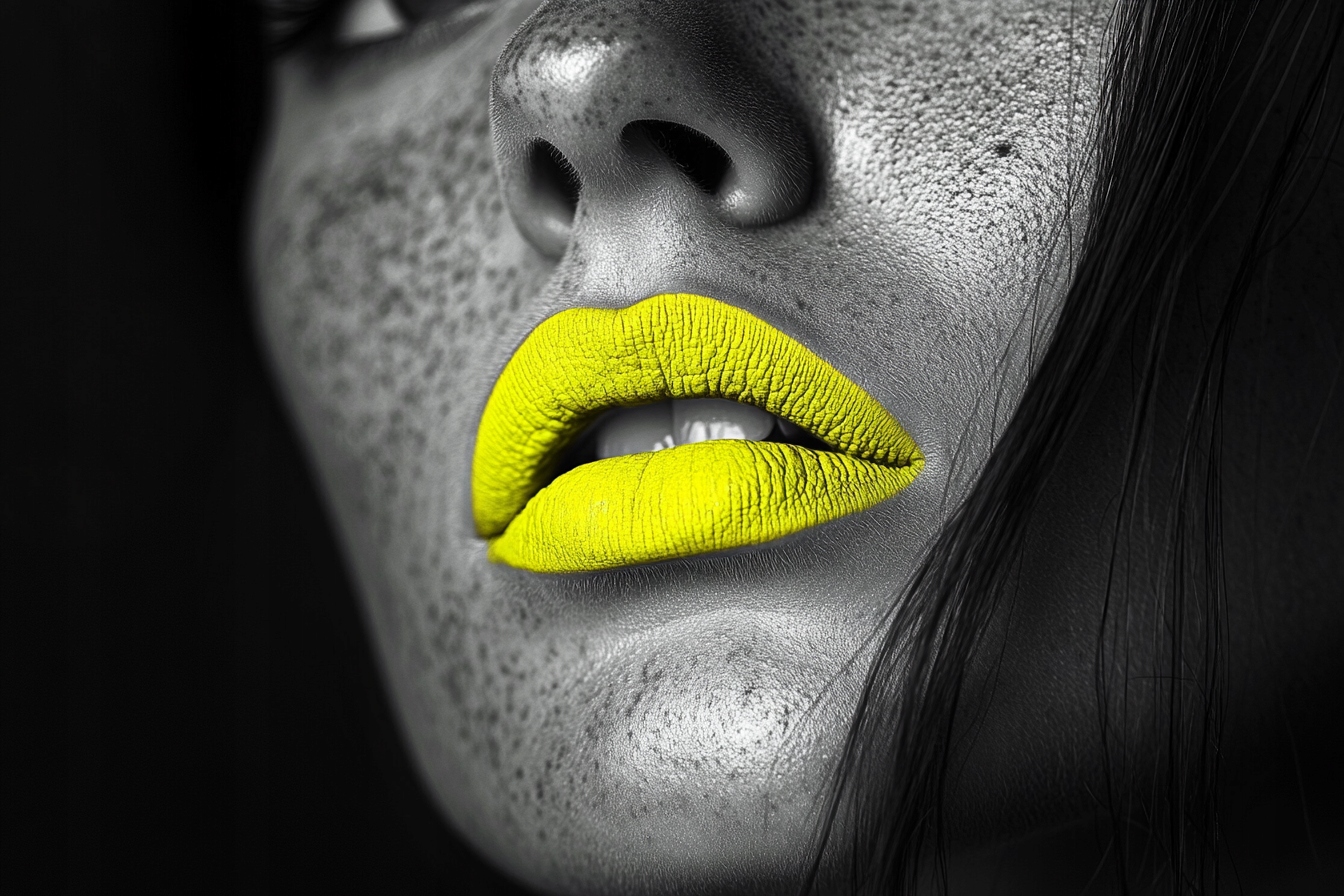 Obraz Na Plátně Canvas Portrét Žena Tvář Makro Foto Neon Žlutý 120x80