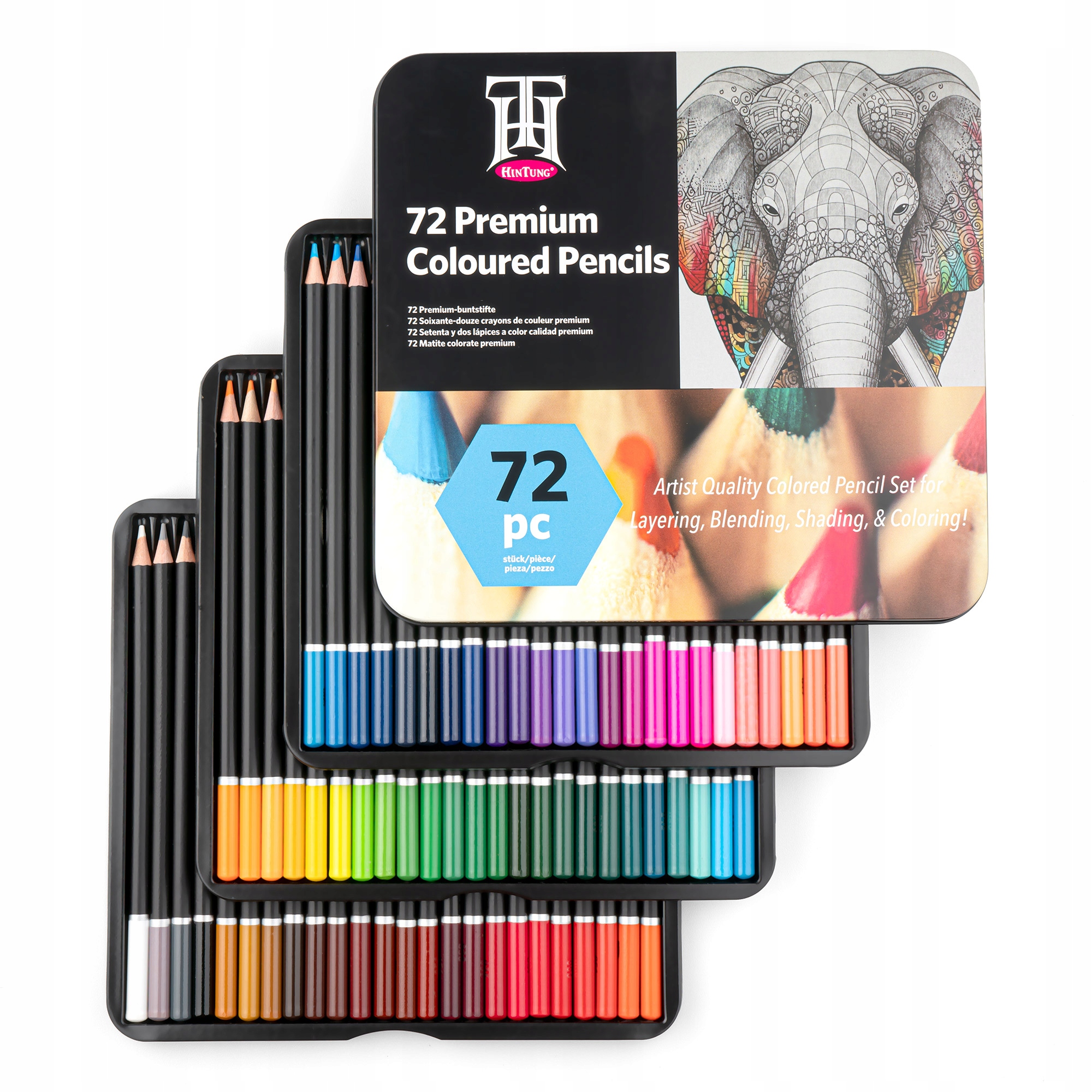 72x pastelky vybarvování Premium profesionální Set kovové pouzdro