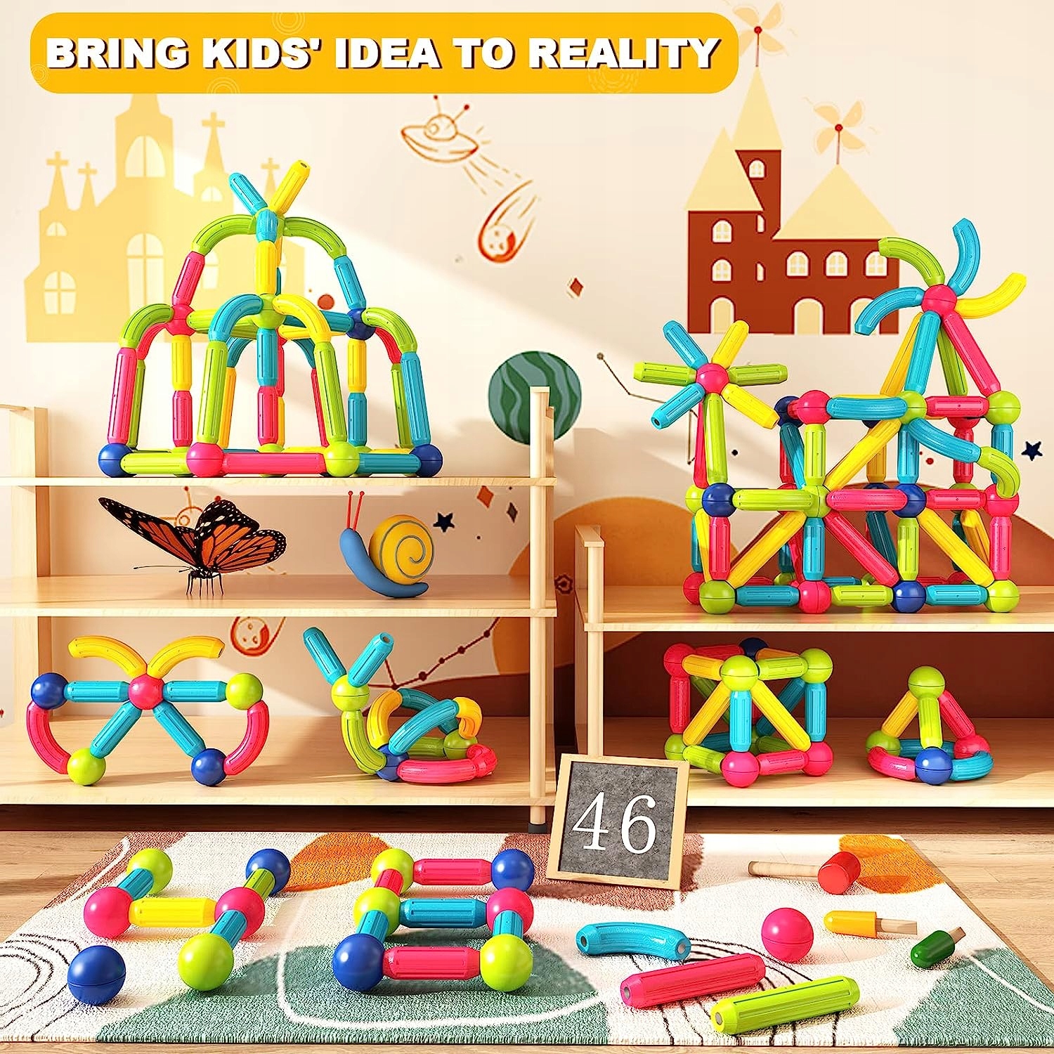 KLOCKI MAGNETYCZNE EDUKACYJNE MAGNETIC STICKS XXL Bohater / Bajka brak