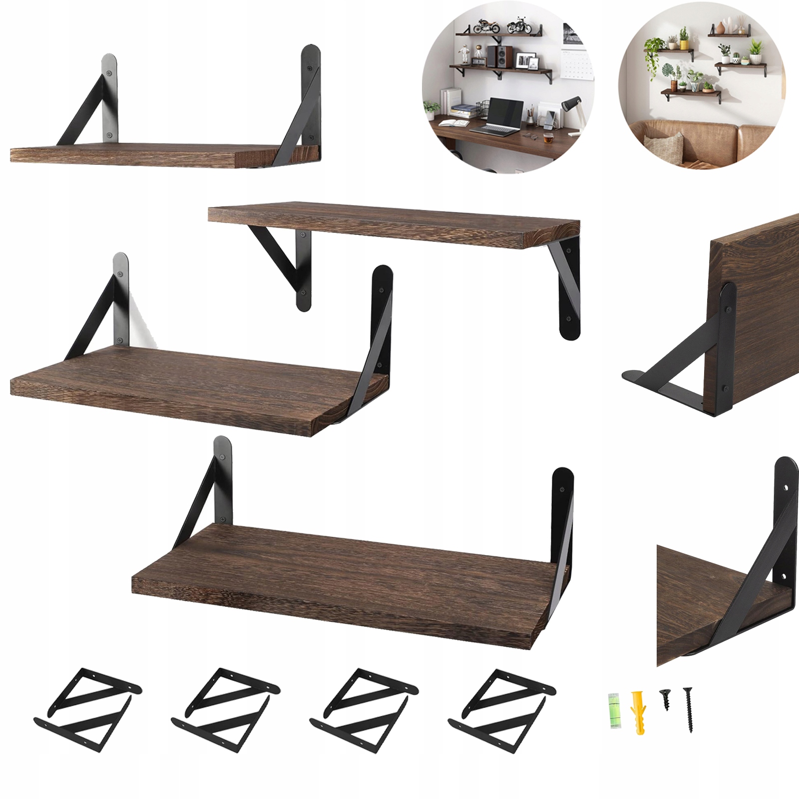 Sada Loftových Polic Industriální Rustikální Do Koupelny 4X