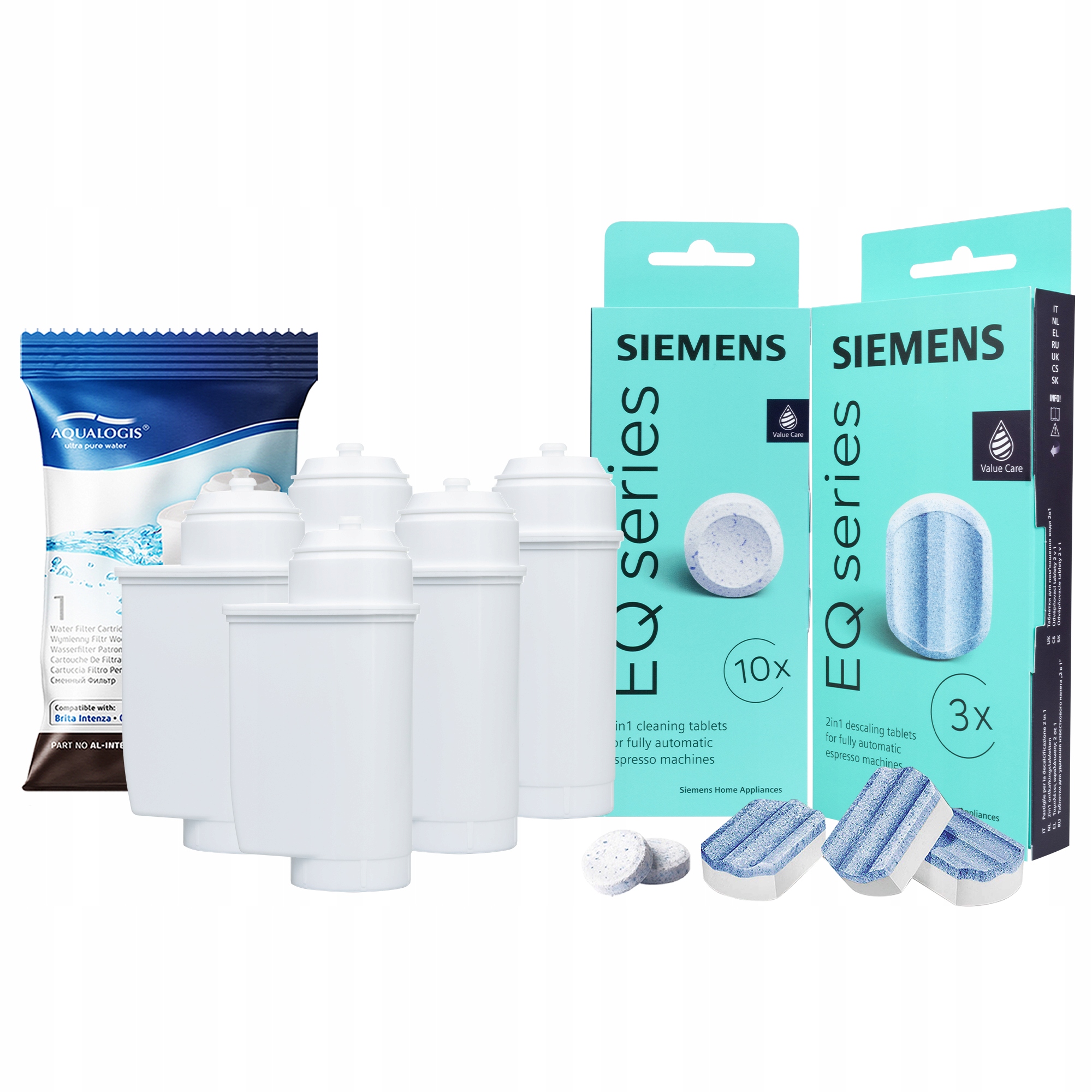 Odvápňovač a tablety Siemens 5 x filtr vody pro kávovar AL-Inte