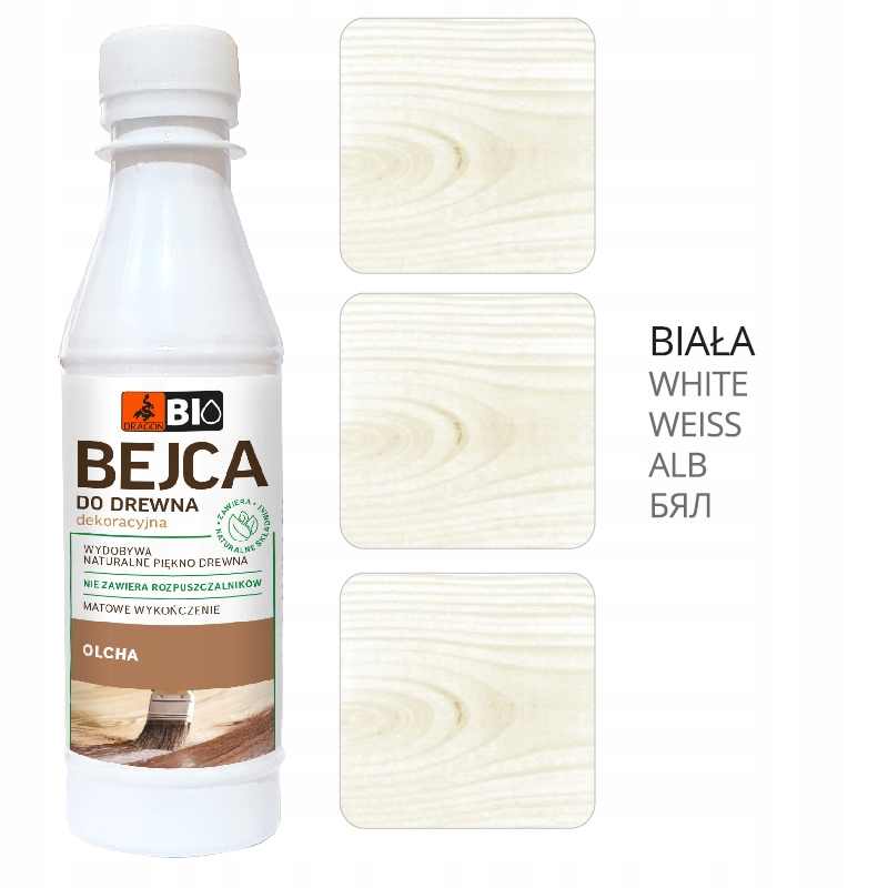 Bejca Do Drewna BIO WODNA Dragon 200ml BIAŁA