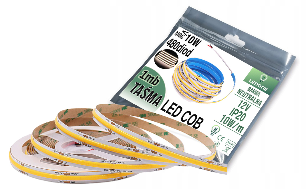 

Taśma Led Cob 12V Neon Neutralny 1m z rolki 50m