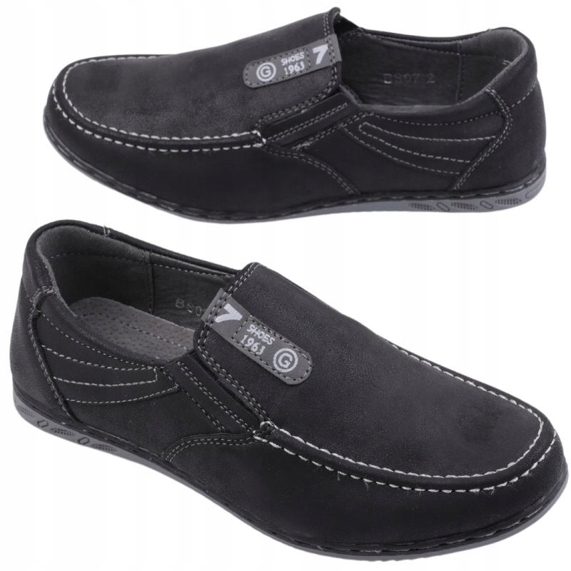 CZARNE MOKASYNY CHŁOPIĘCE WSUWANE PÓŁBUTY DZIECIĘCE ELEGANCKIE WYGODNE Kod producenta BS07-2s36