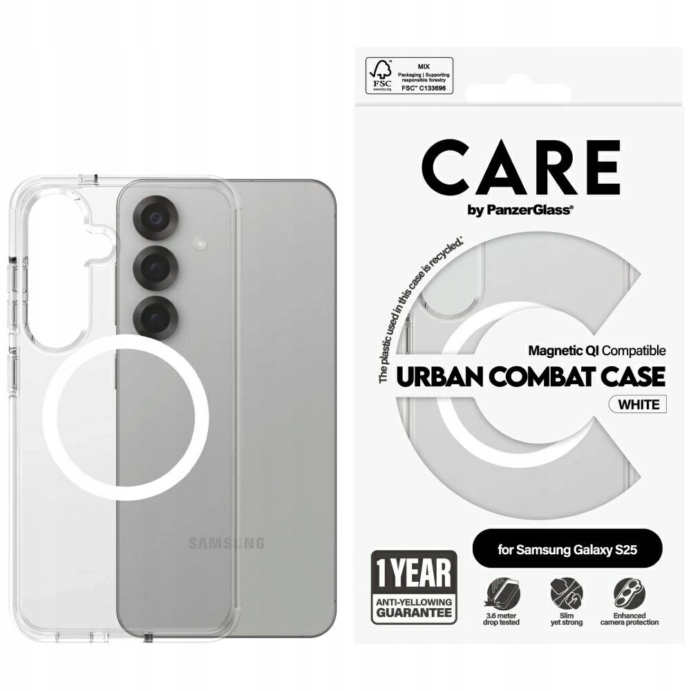 Pouzdro Care by PanzerGlass Flagship Urban Combat White Qi pro Samsung S25 pr