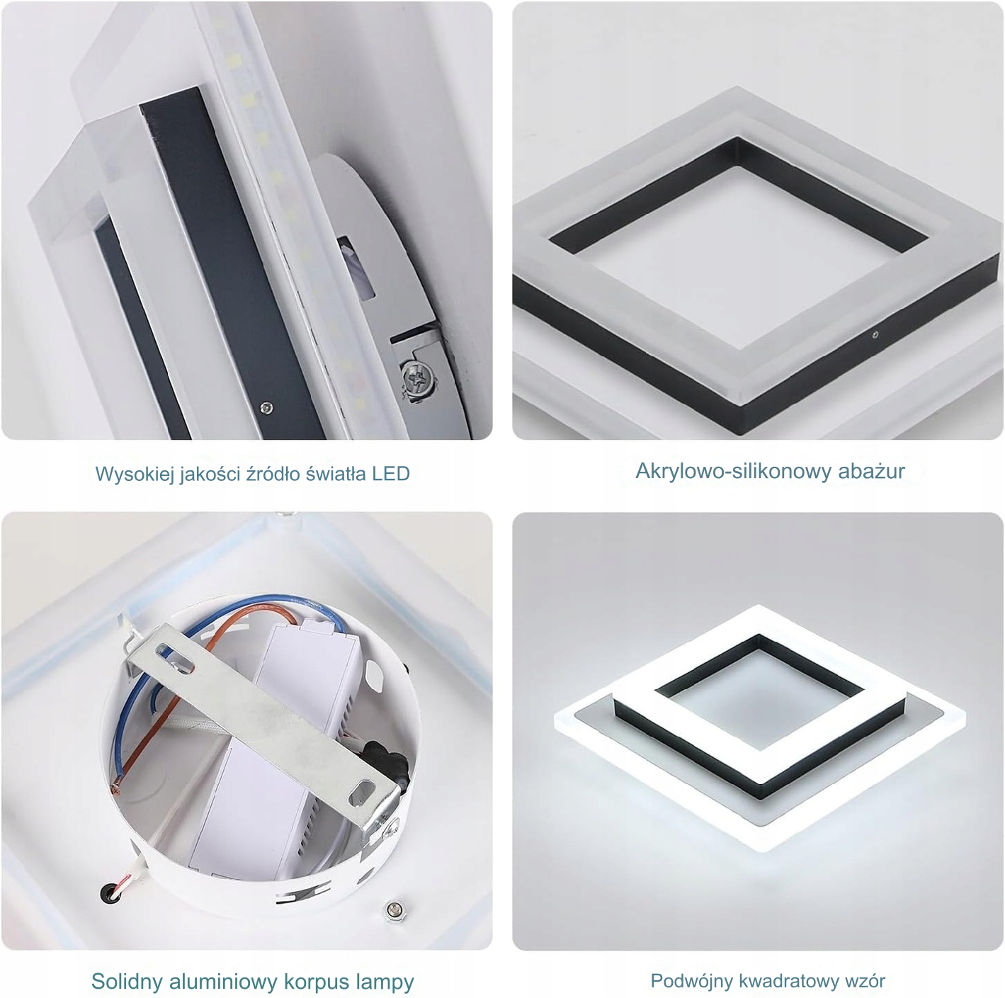 LAMPA SUFITOWA LED PLAFON CZARNA KWADRAT 24W 6500K Marka GOECO